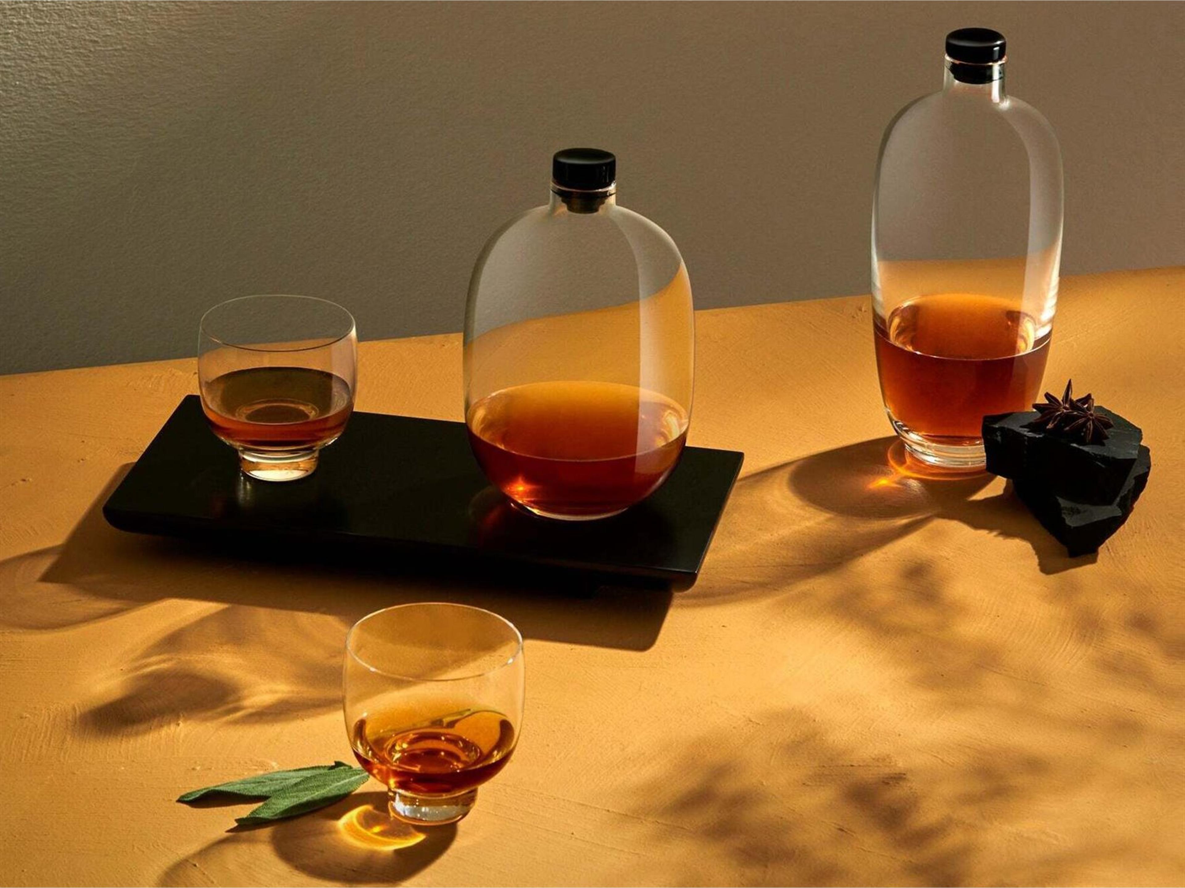 NUDE Malt Clear Whisky Bottle with Wooden Tray