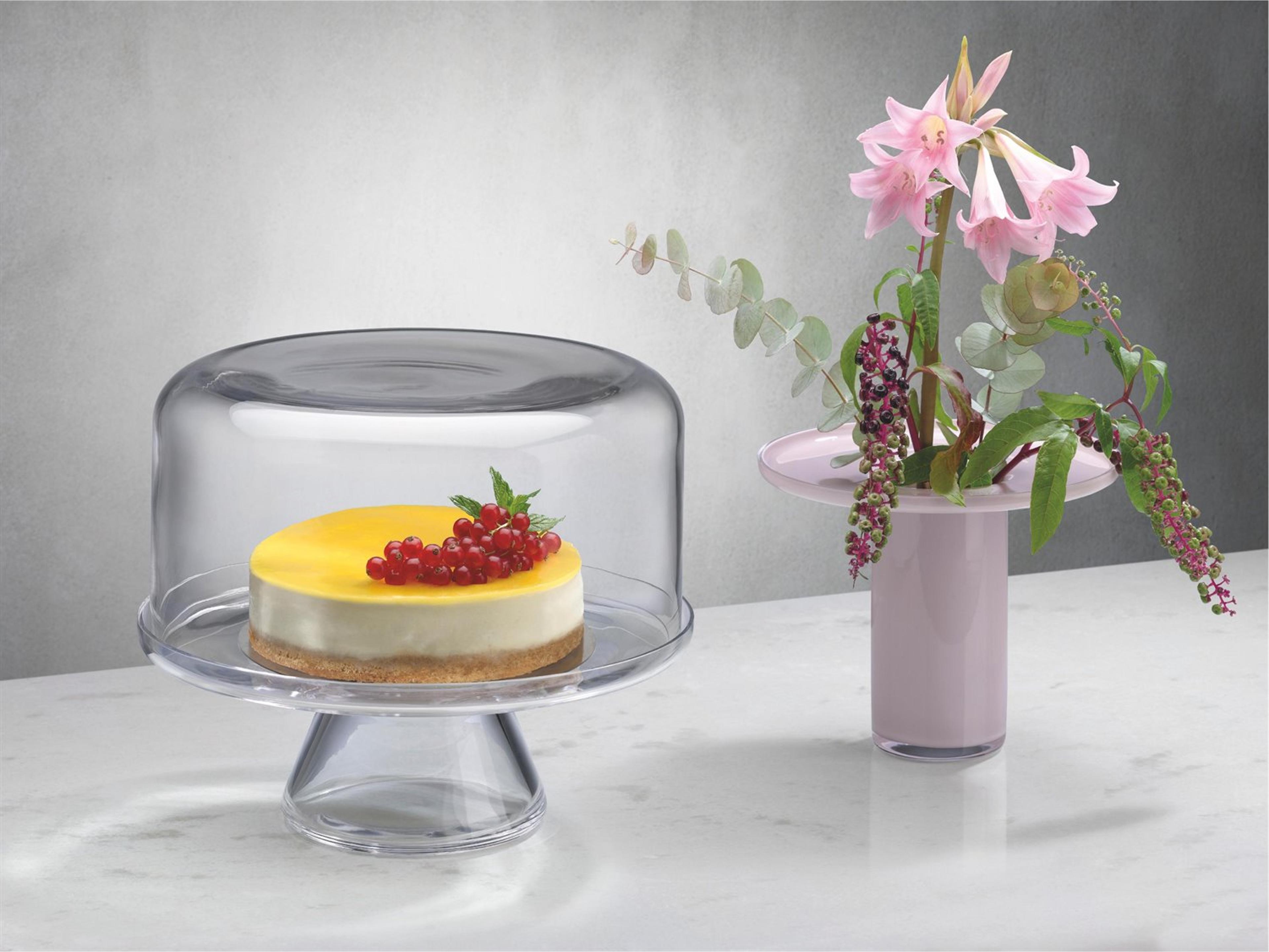 NUDE Bloom Clear Opal Pink Cake Stand with Dome