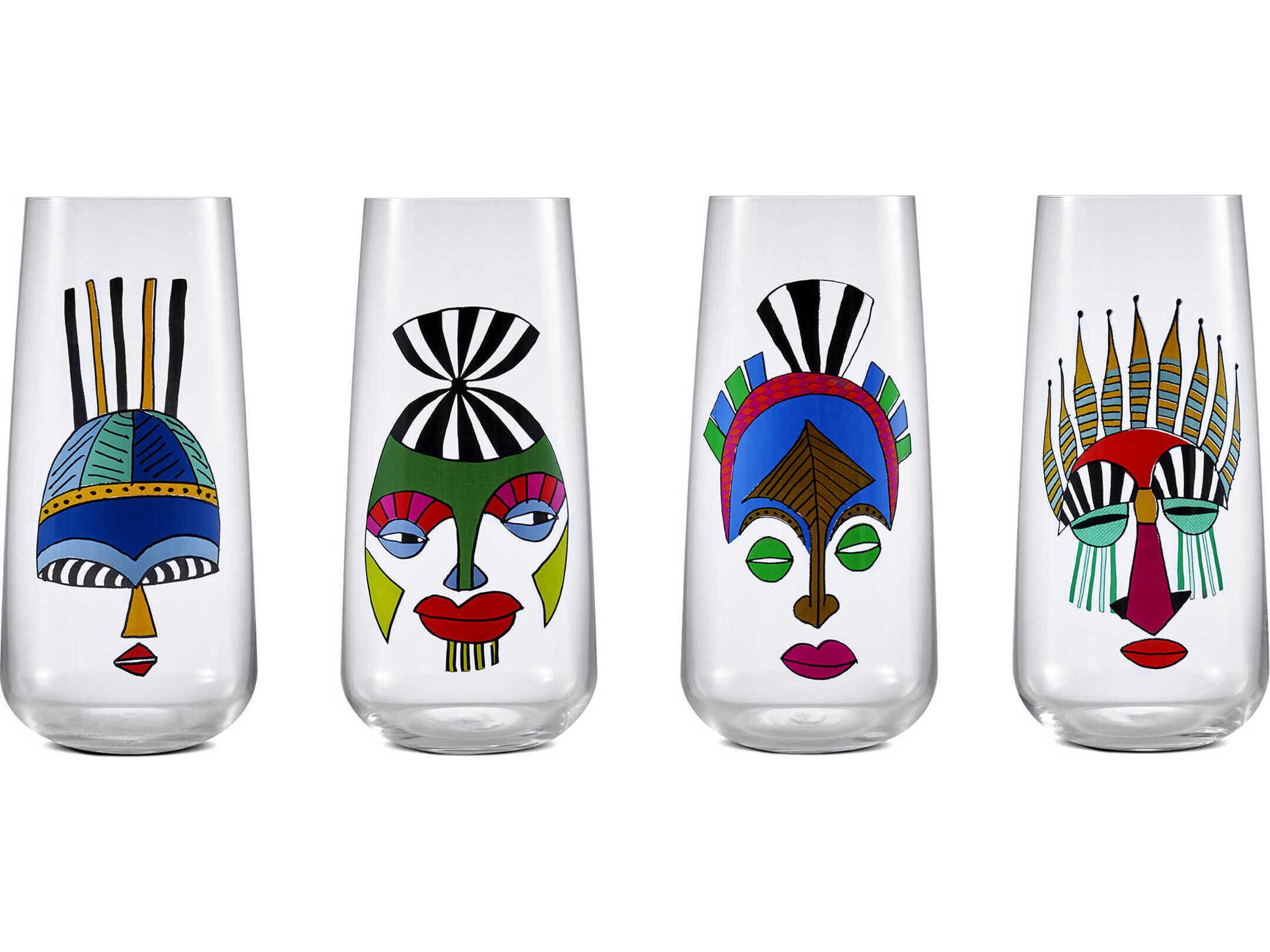 Rock & Pop Mirage Highball Glasses Set of 4 Modern Crystal