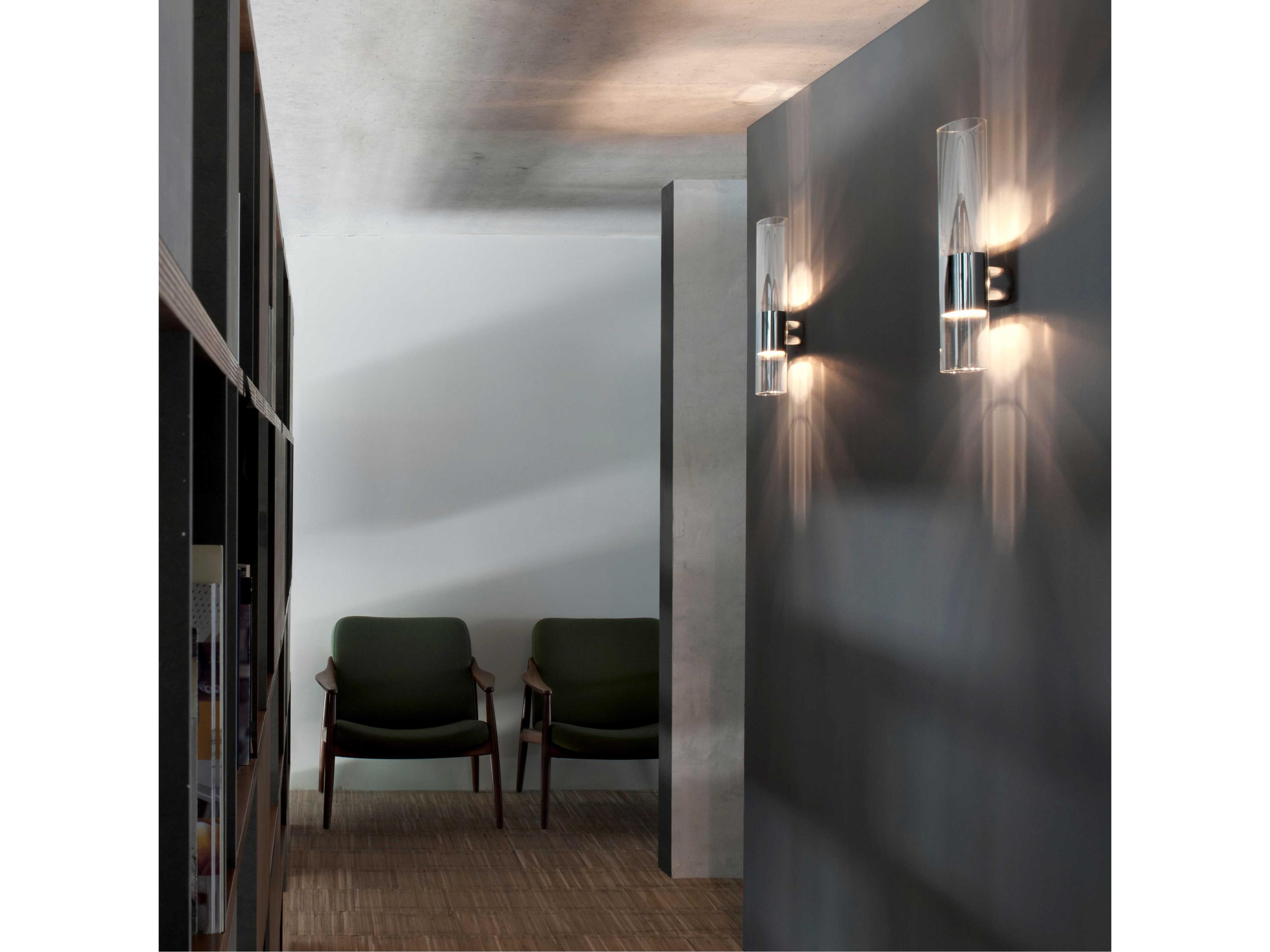 Oluce Line 2-Light Nickel Chrome Glass Wall Sconce