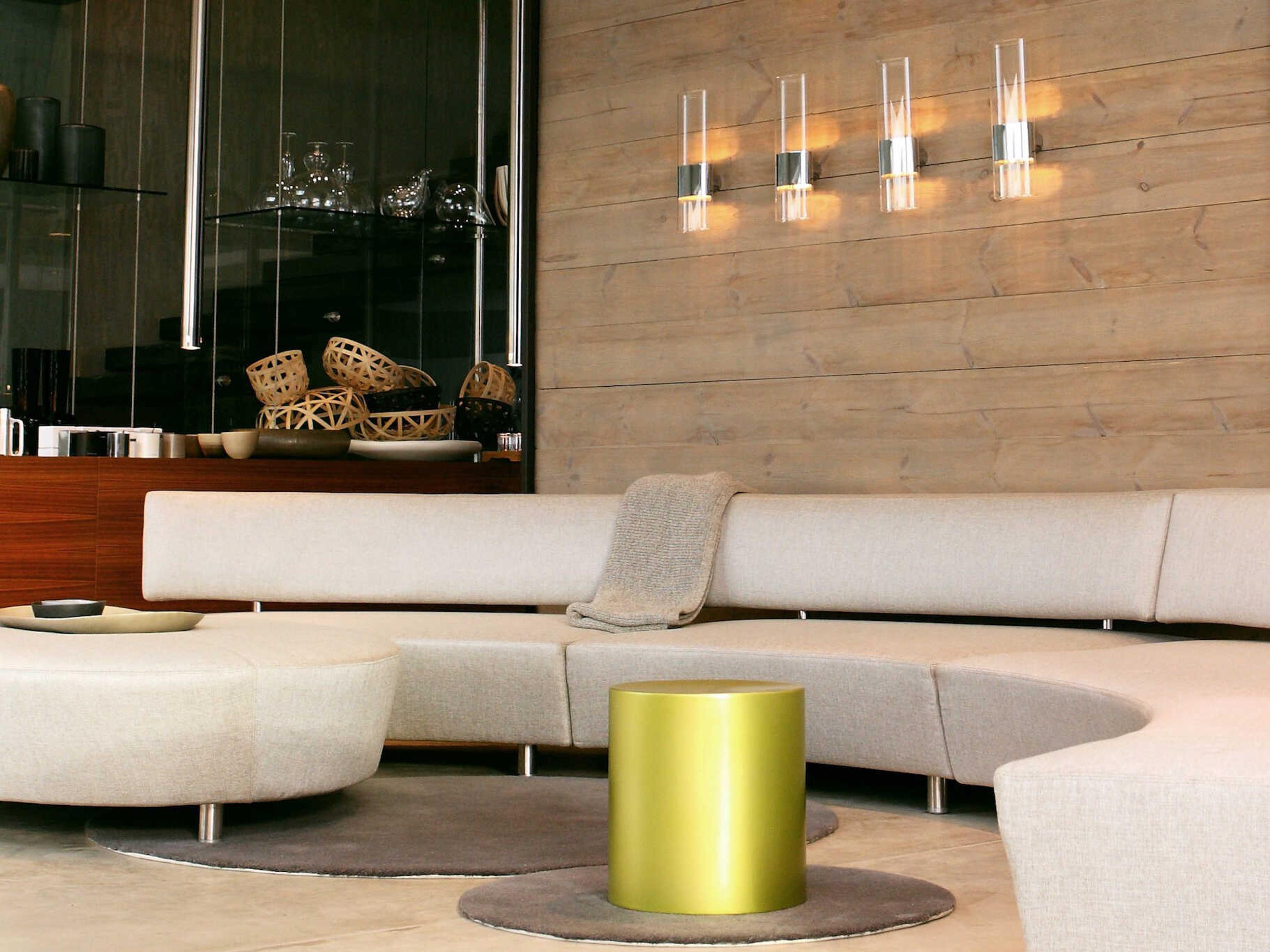 Oluce Line 2-Light Nickel Chrome Glass Wall Sconce