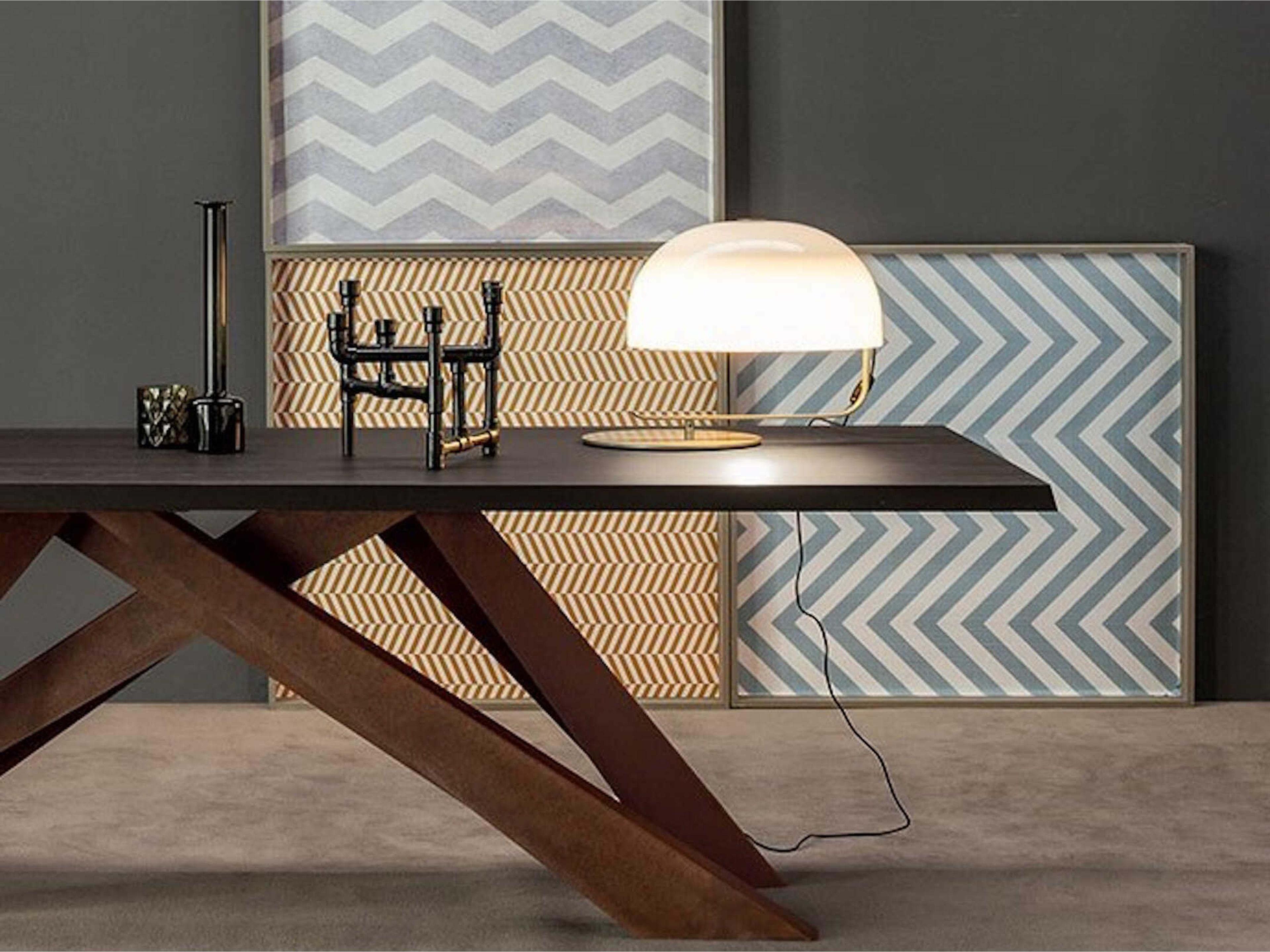 Oluce Zanuso Nut Brown Chrome Table Lamp