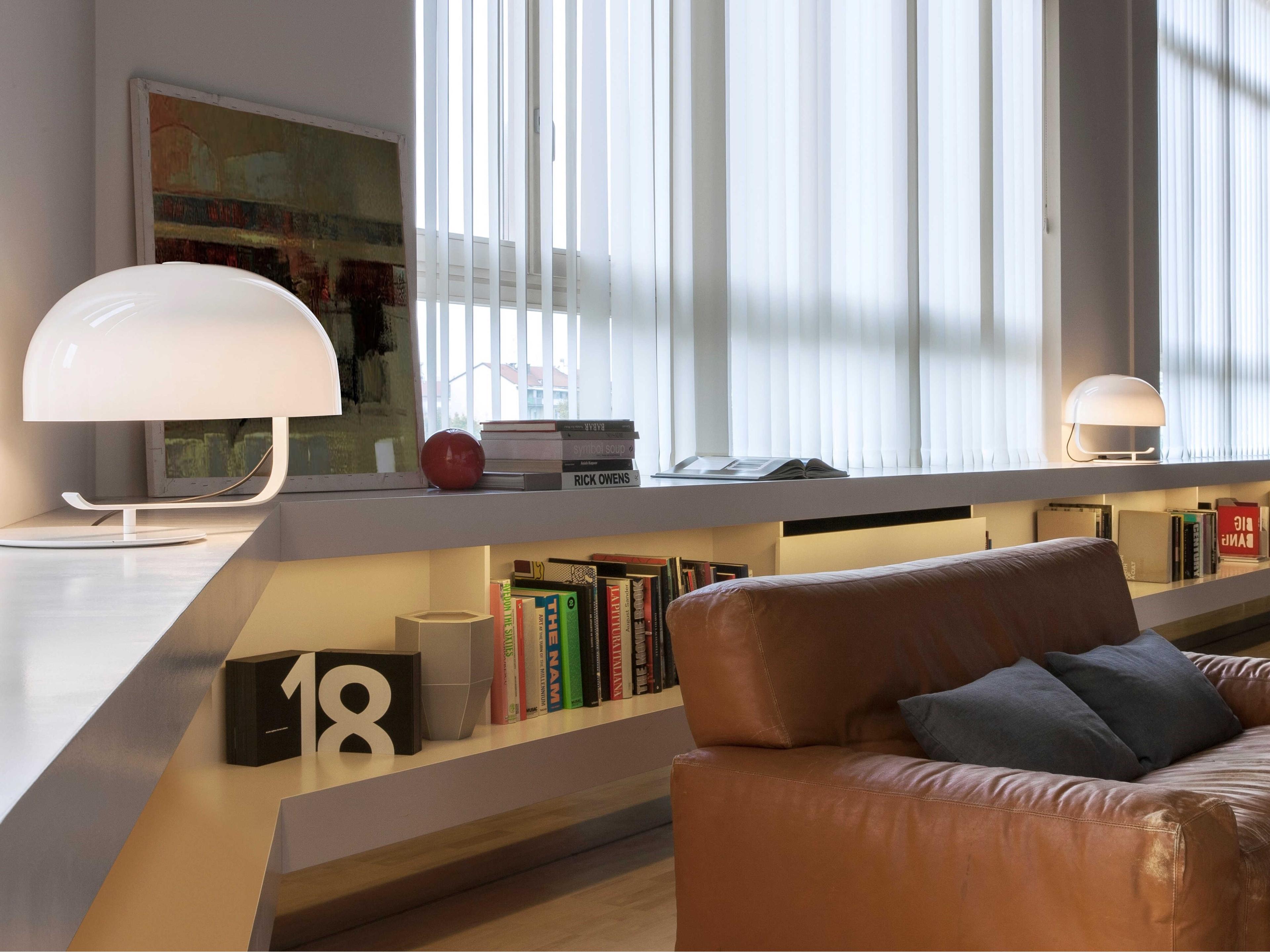 Oluce Zanuso White Chrome Table Lamp