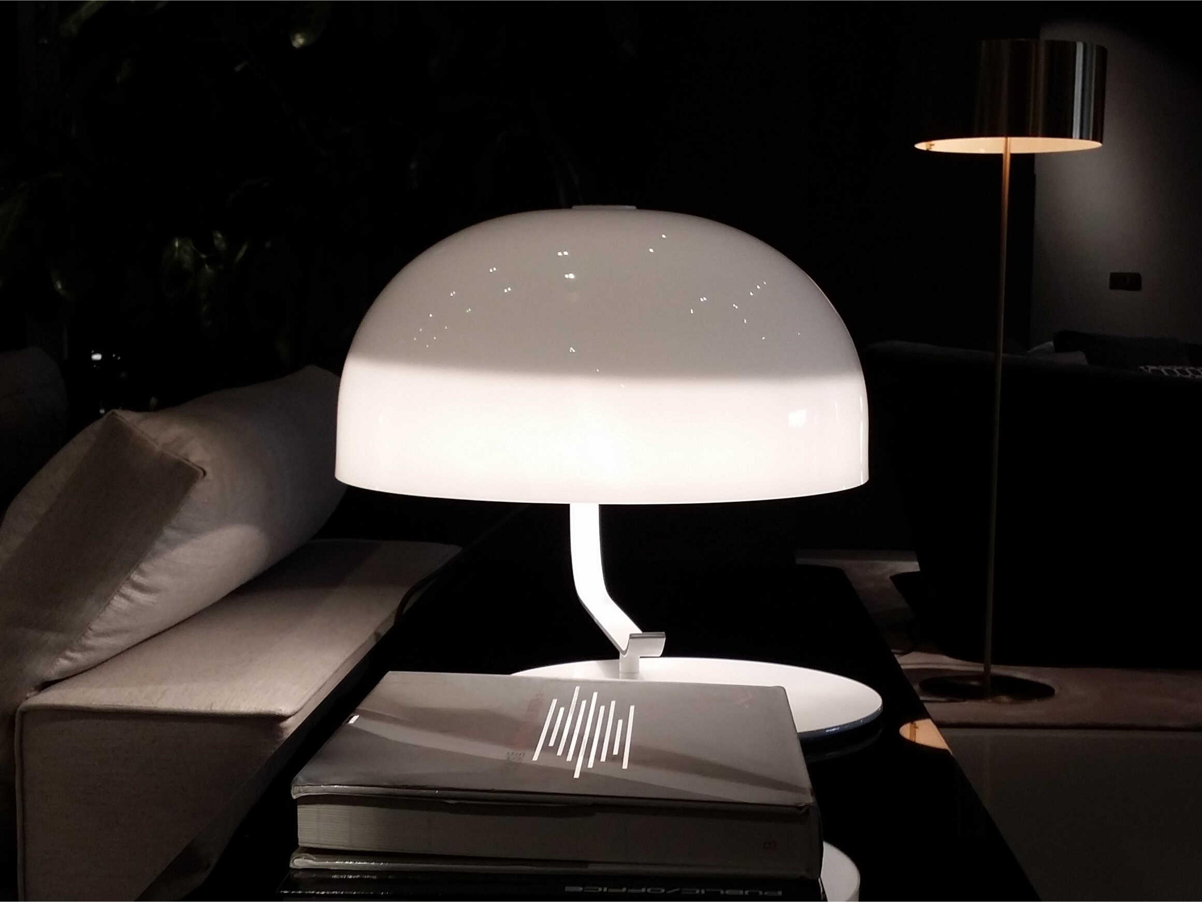 Oluce Zanuso White Chrome Table Lamp