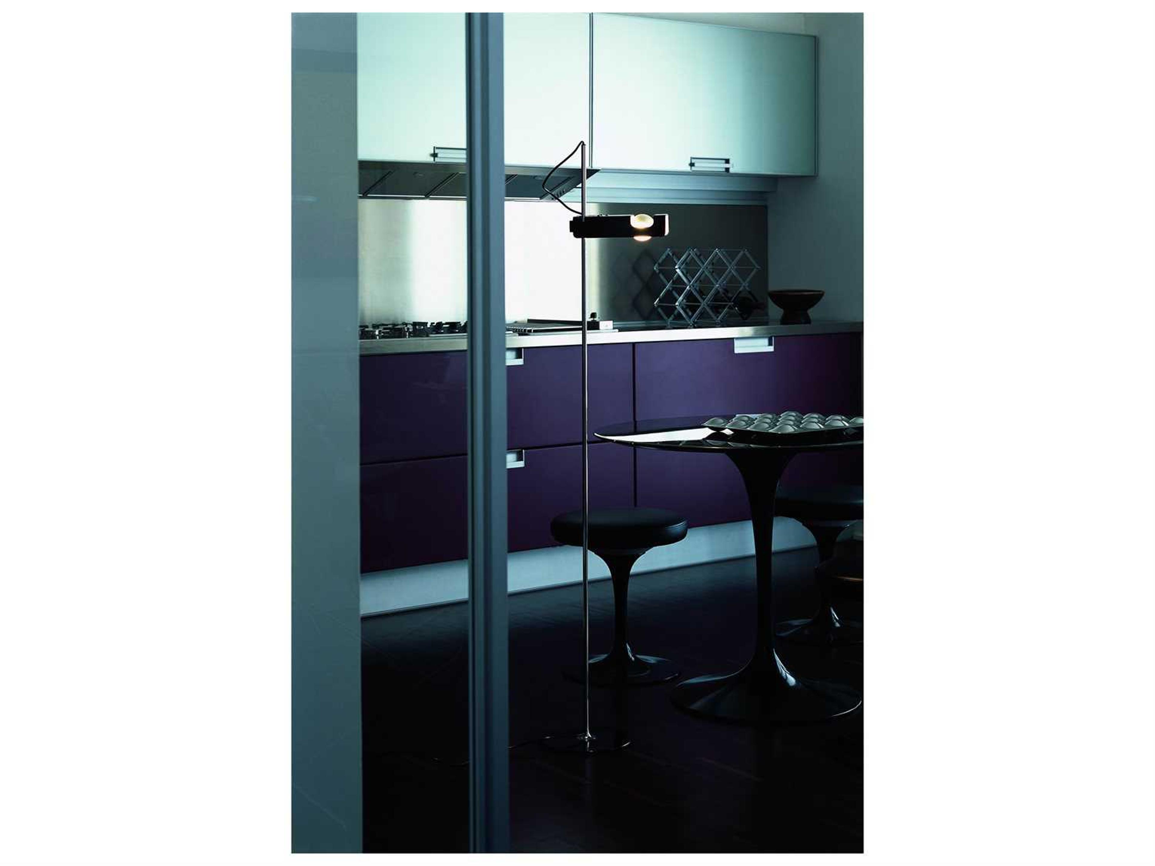Oluce Spider Lacquered Black Steel Floor Lamp