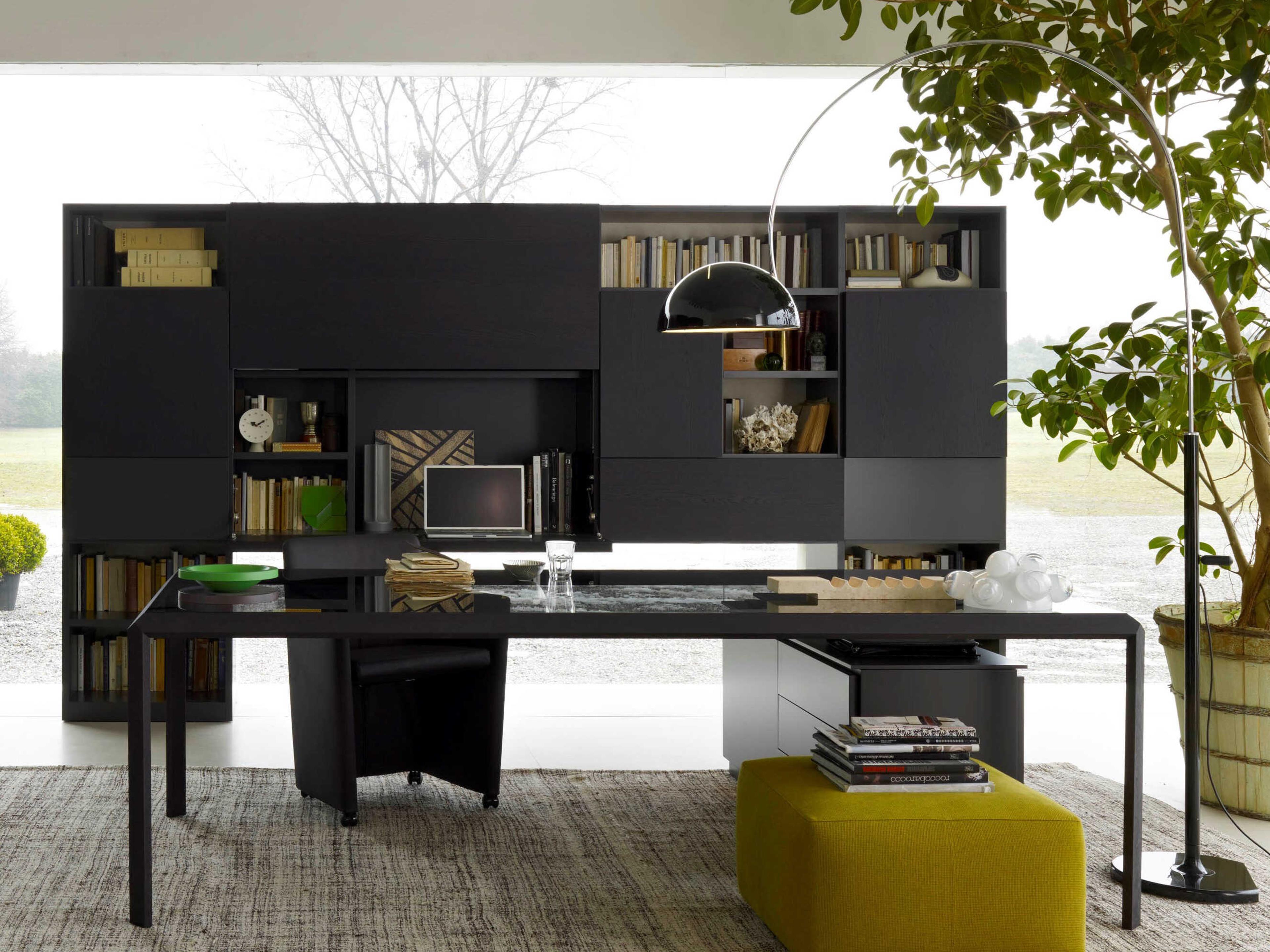 Oluce Coupe Lacquered Black Chrome Floor Lamp