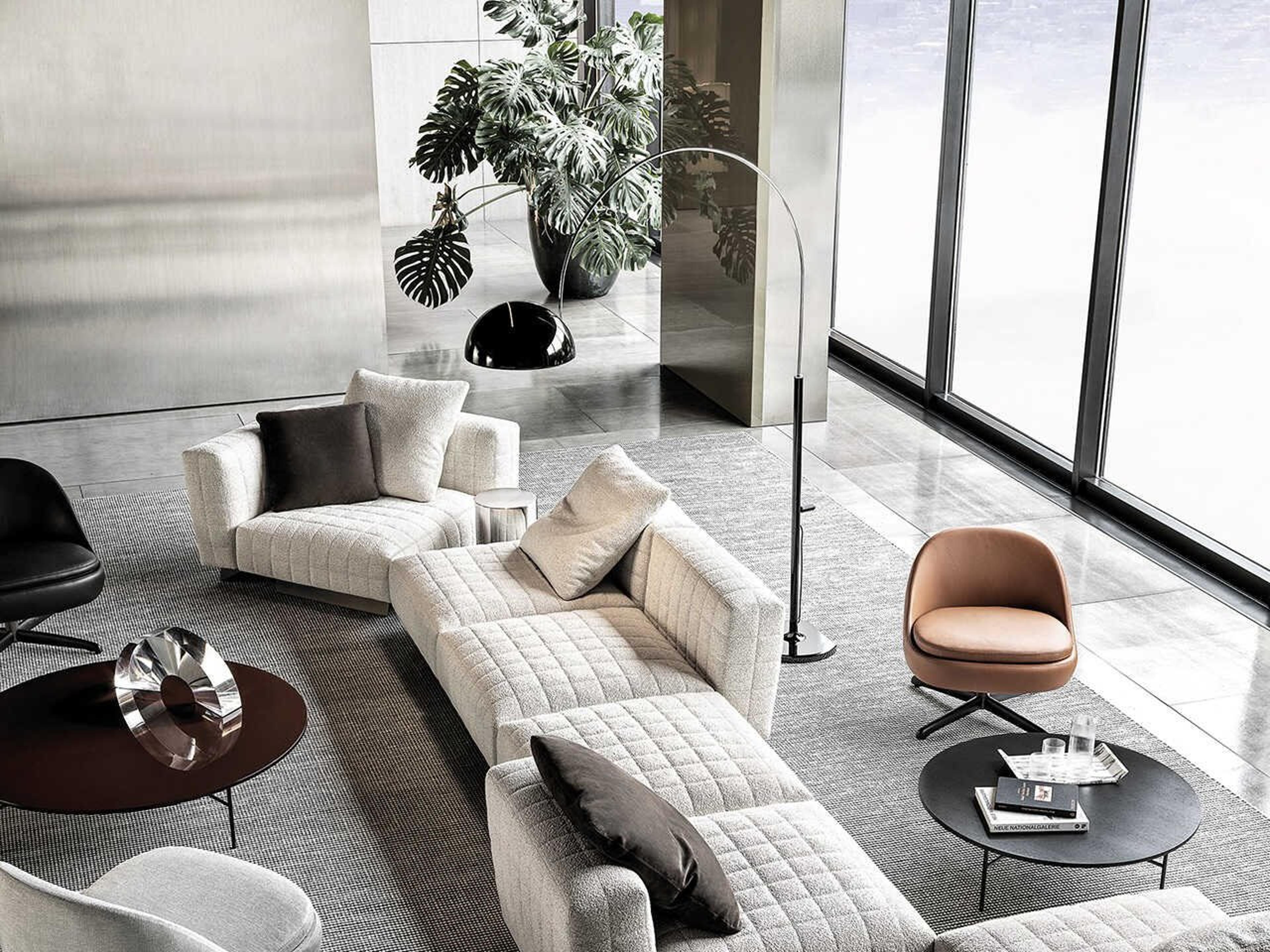 Oluce Coupe Lacquered Black Chrome Floor Lamp