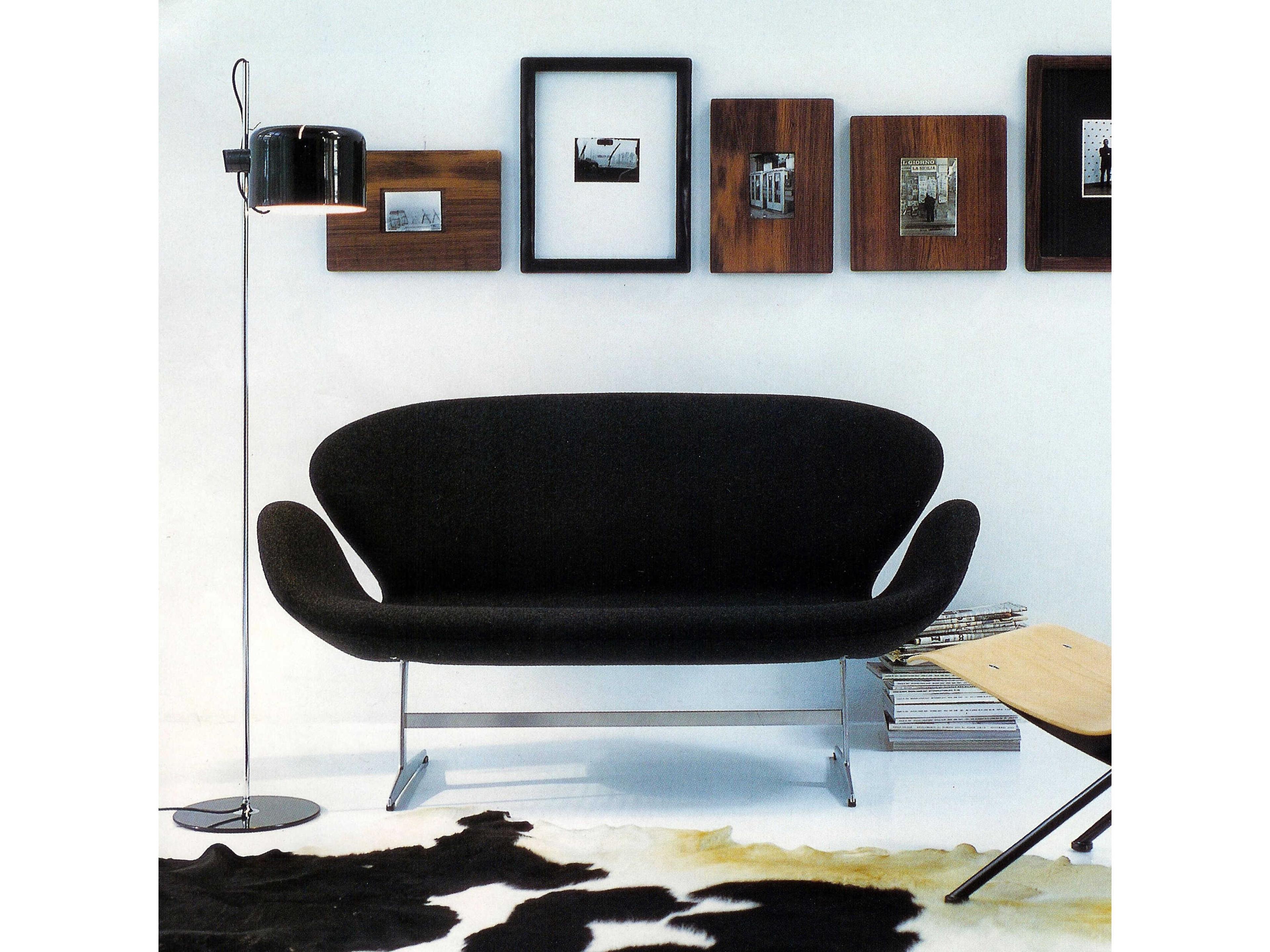 Oluce Coupe Lacquered Black Chrome Floor Lamp