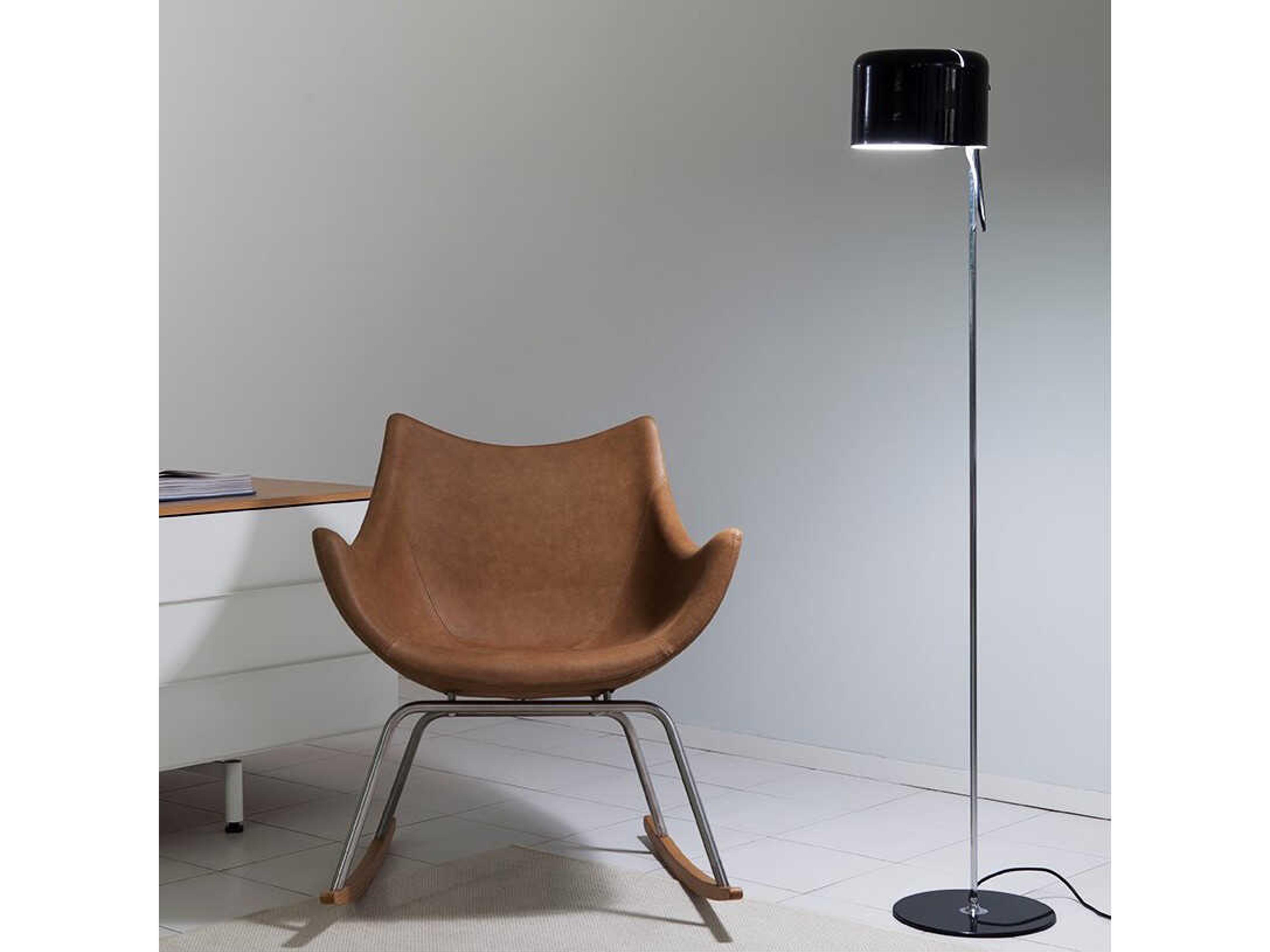 Oluce Coupe Lacquered Black Chrome Floor Lamp