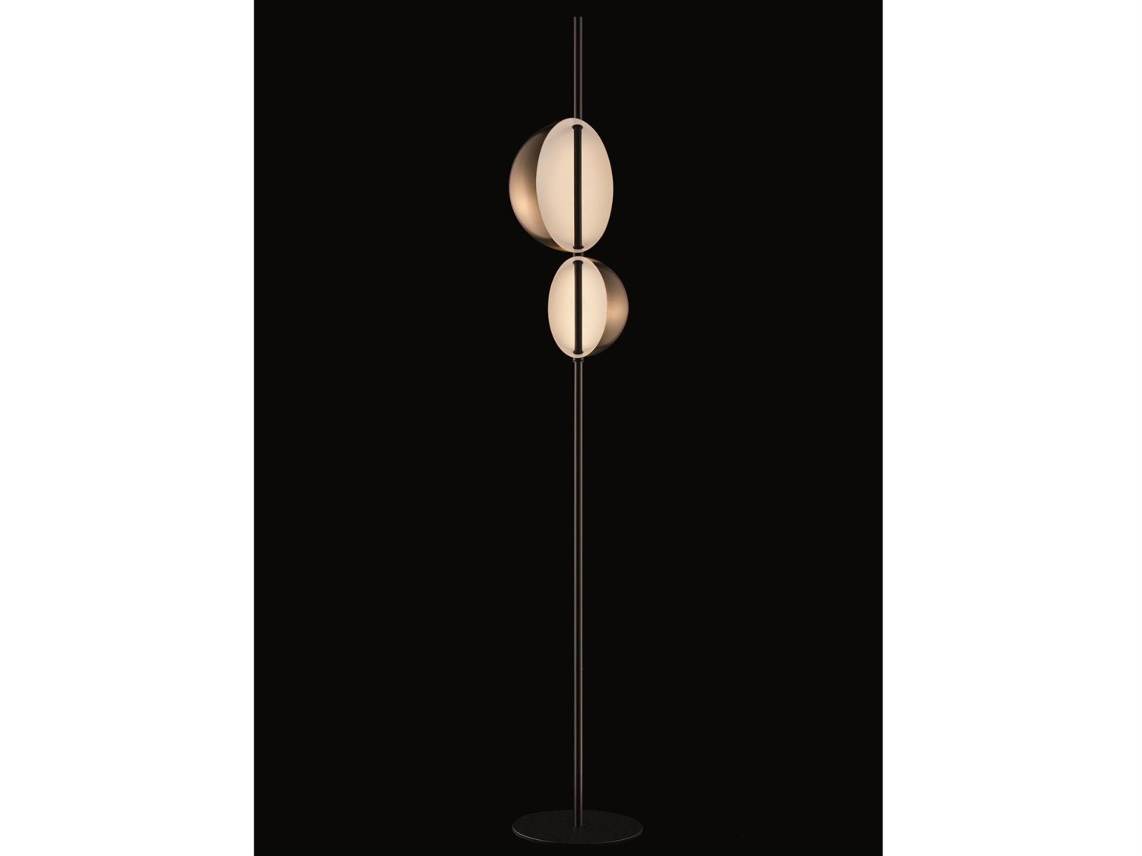 Oluce Superluna LED Gold Black Floor Lamp