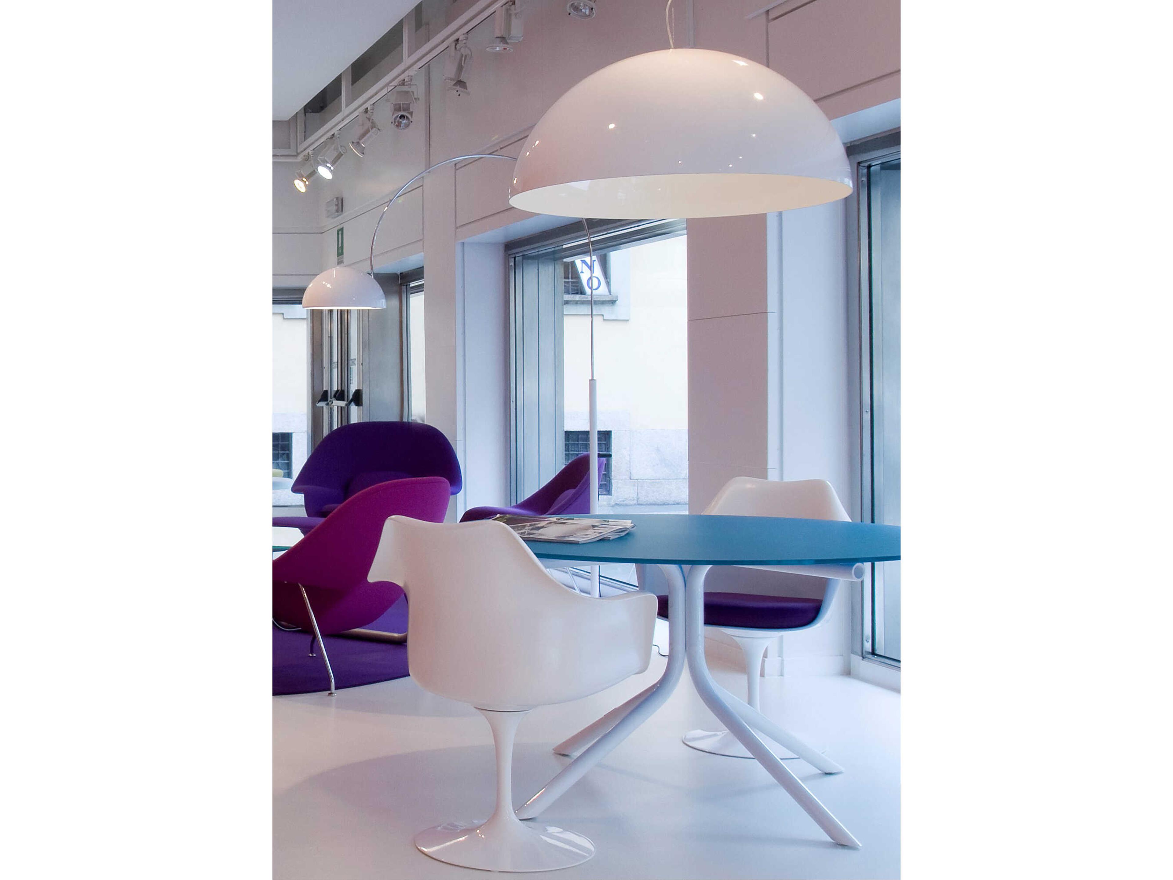 Oluce Sonora 2-Light Polished White Dome Pendant