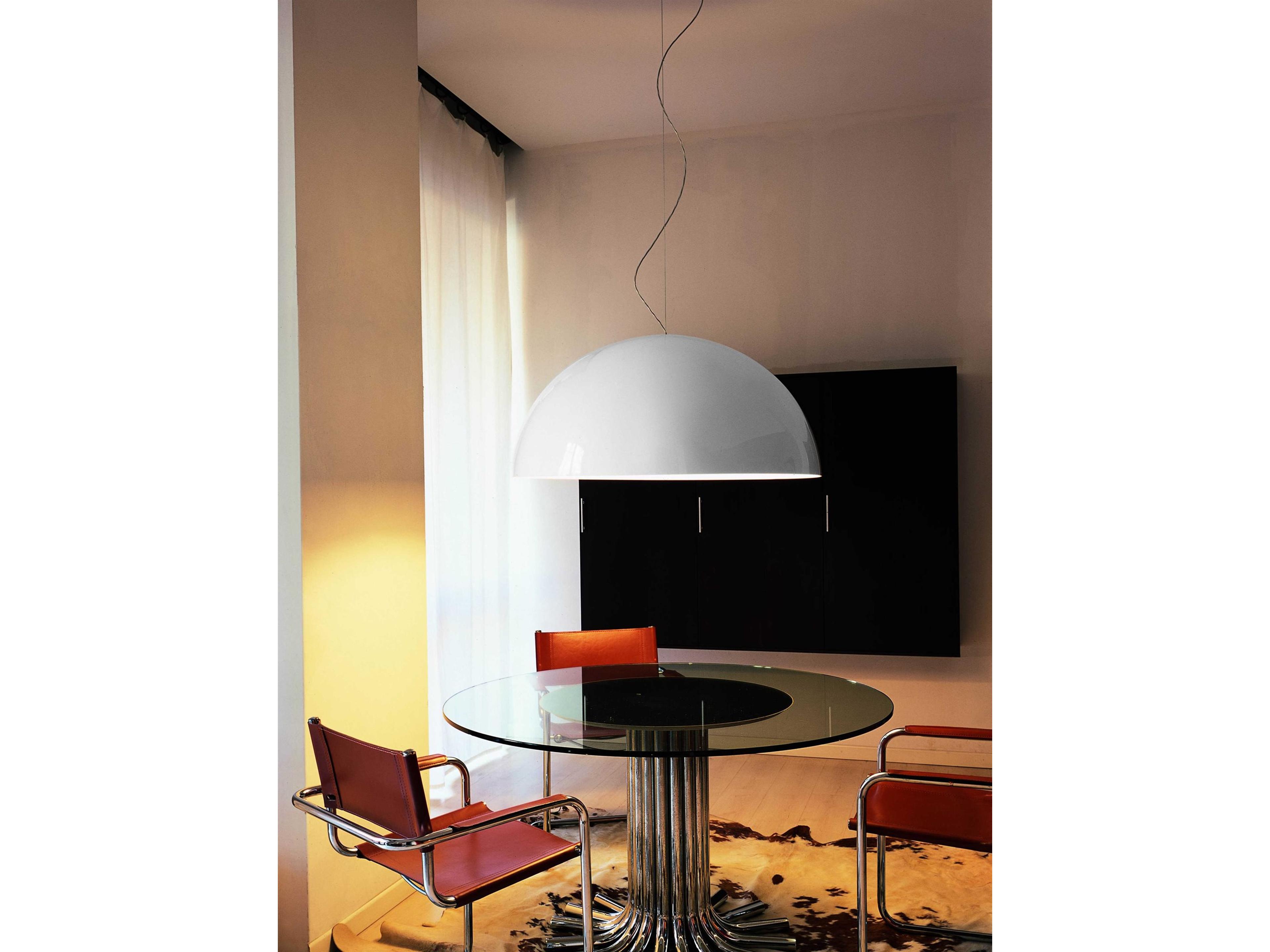 Oluce Sonora 2-Light Opaline White Dome Pendant