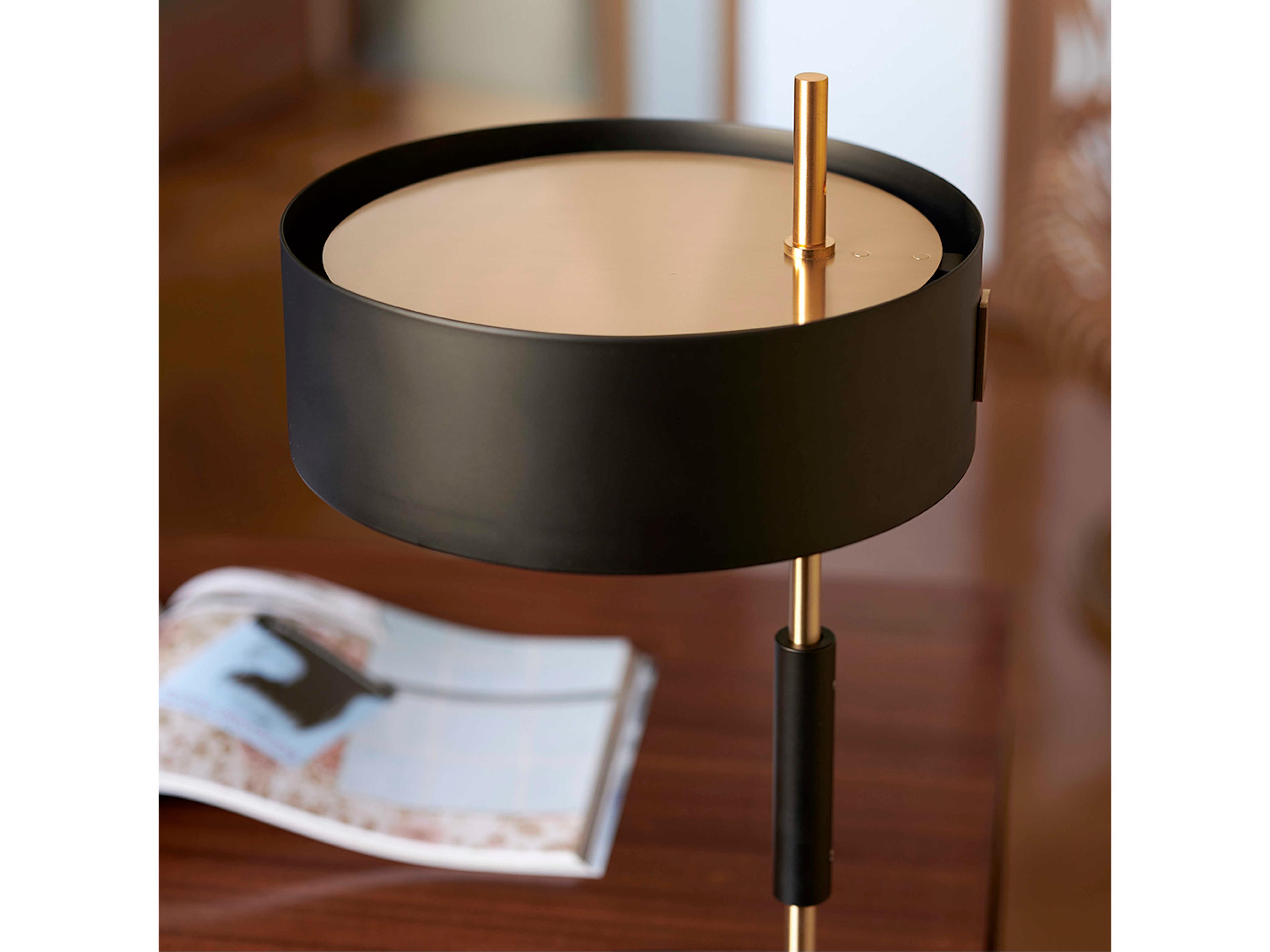 Oluce-1953 Matt Black Satin Gold Table Lamp