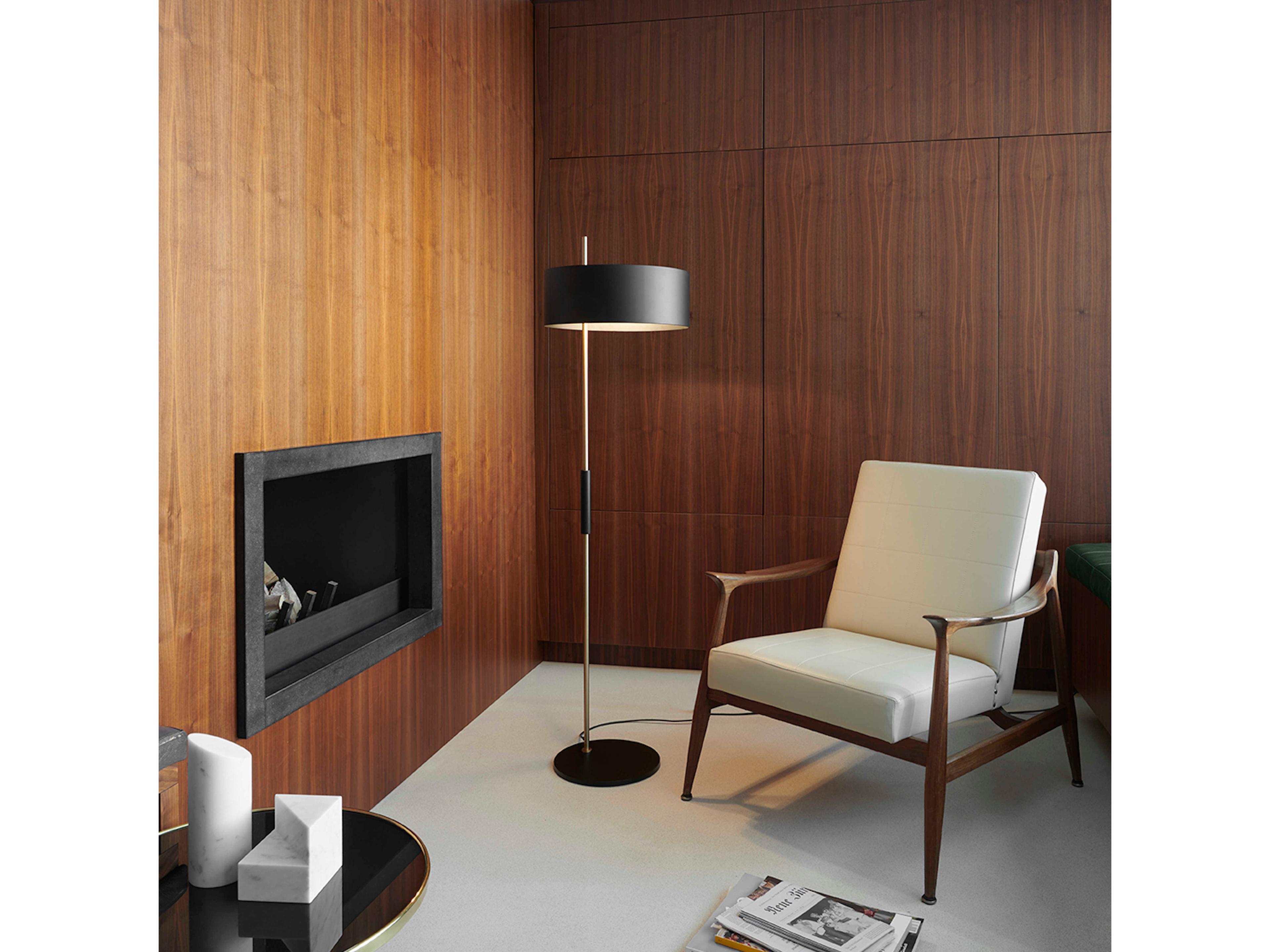 Oluce- Matt Black Satin Gold Floor Lamp