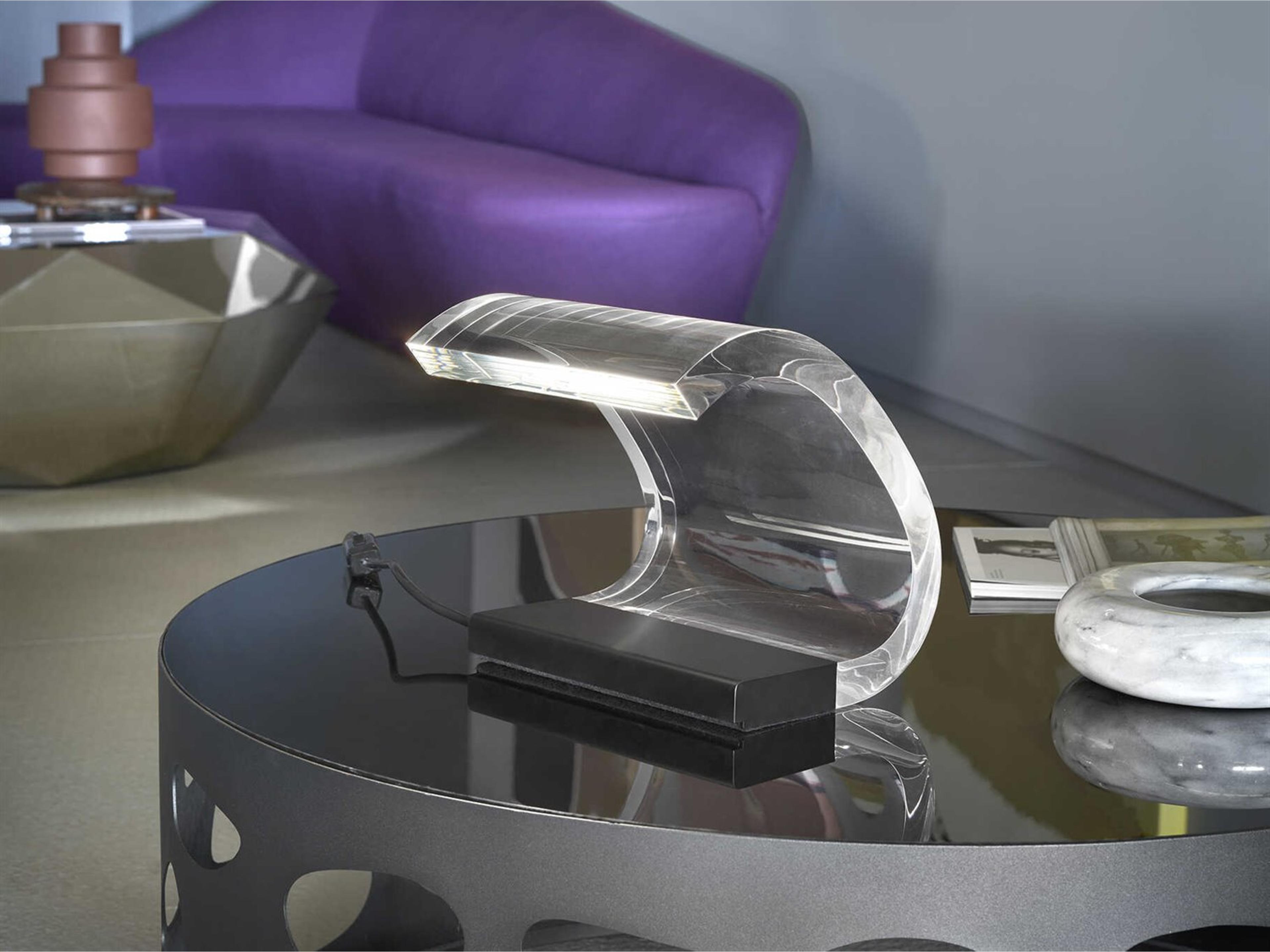 Oluce Acrilica Black Transparent LED Table Lamp