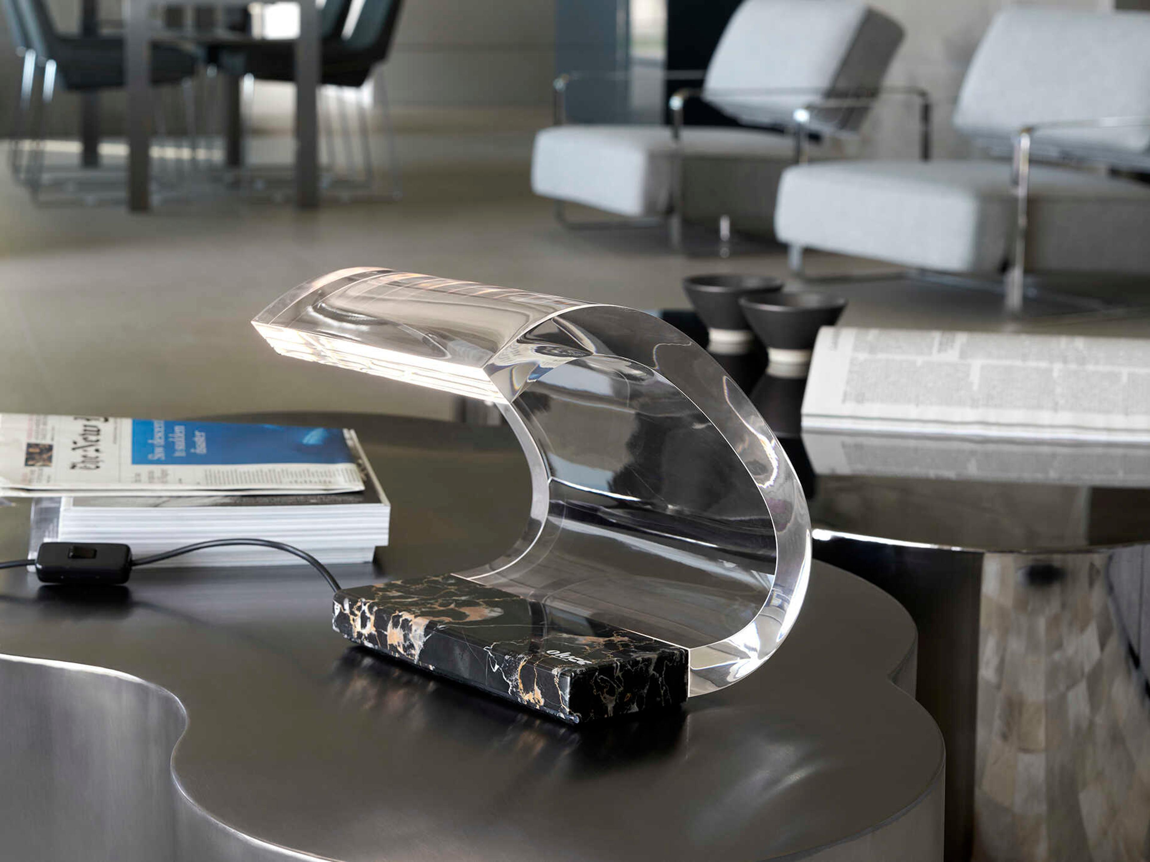 Oluce Acrilica Black Table Lamp