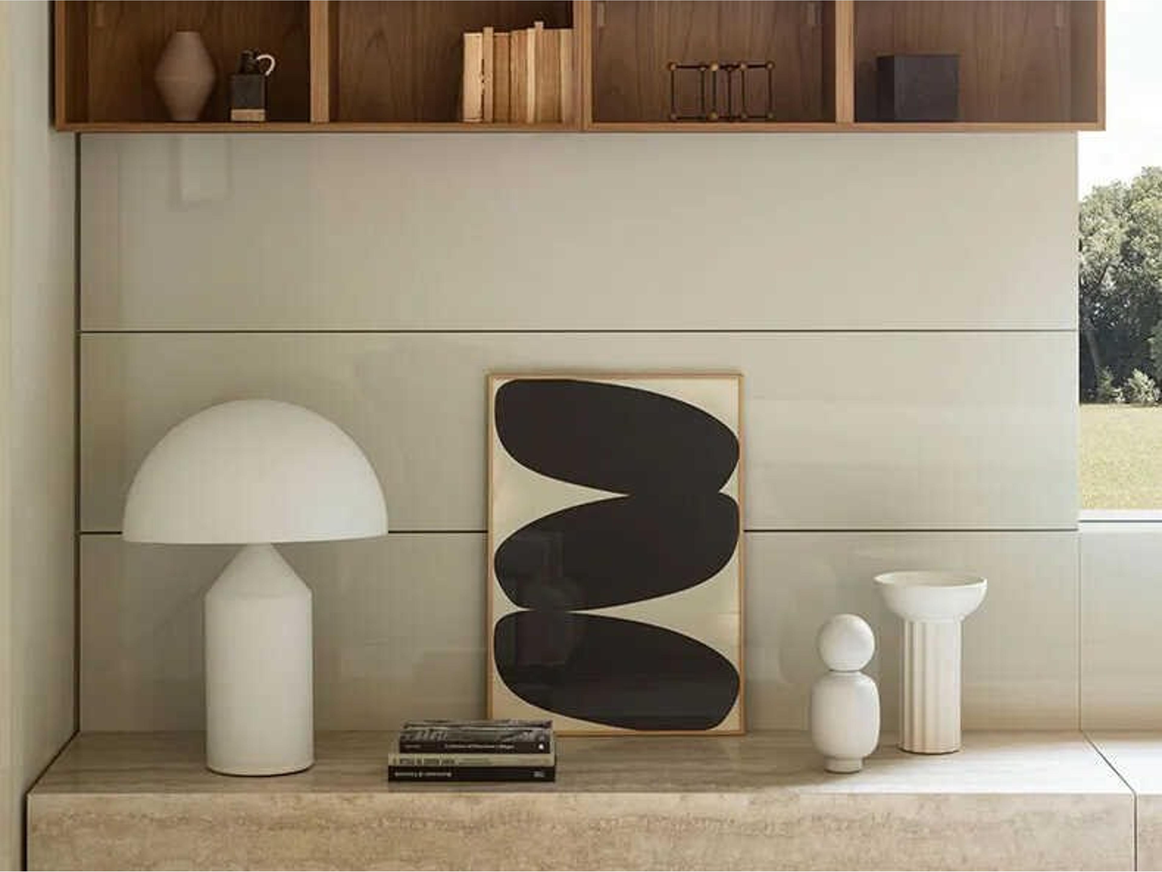 Oluce Atollo Opaque Opaline White Glass Table Lamp