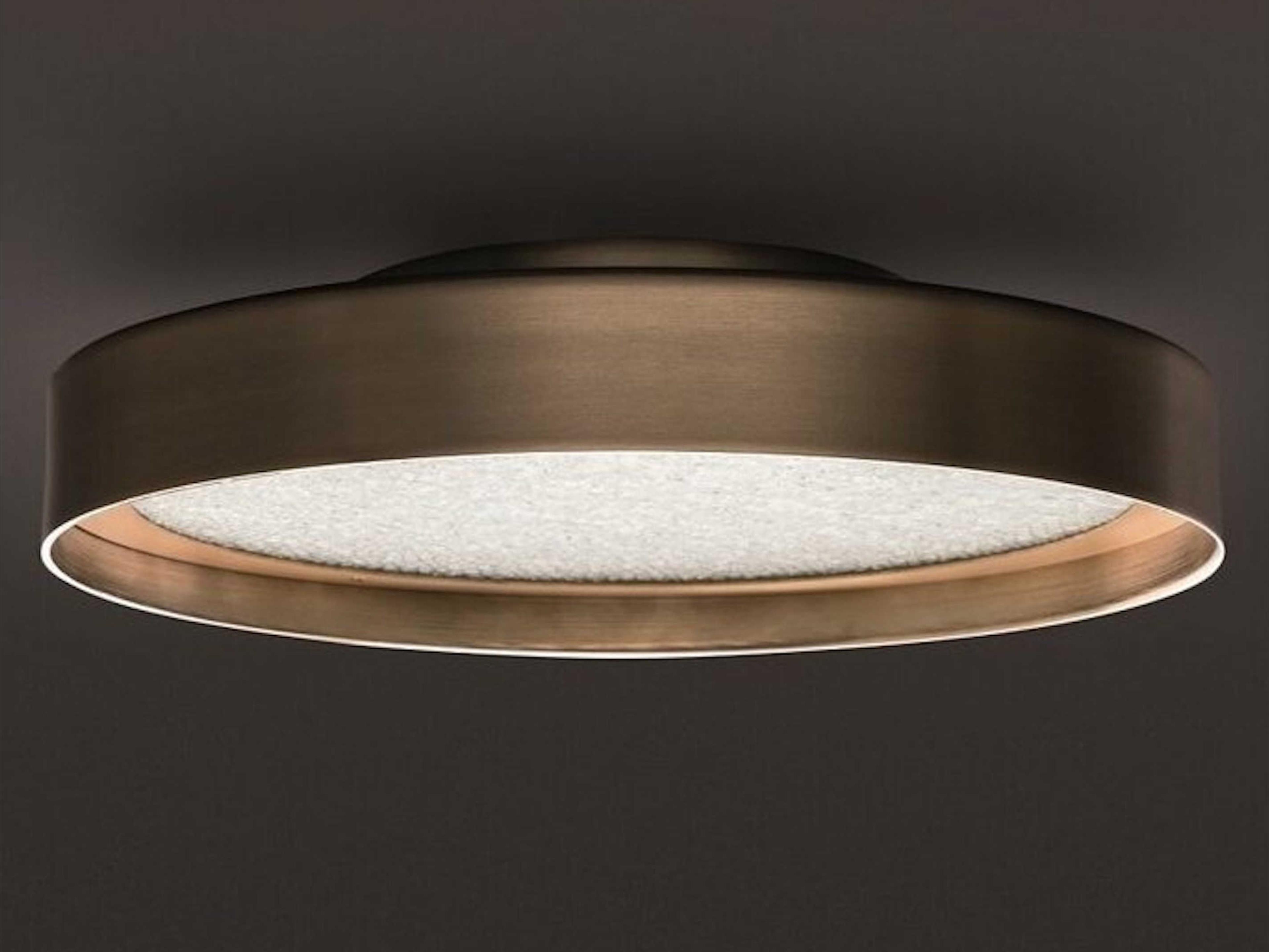 Berlin 2-Light Anodized Brass Glass LED Round Flush Mount