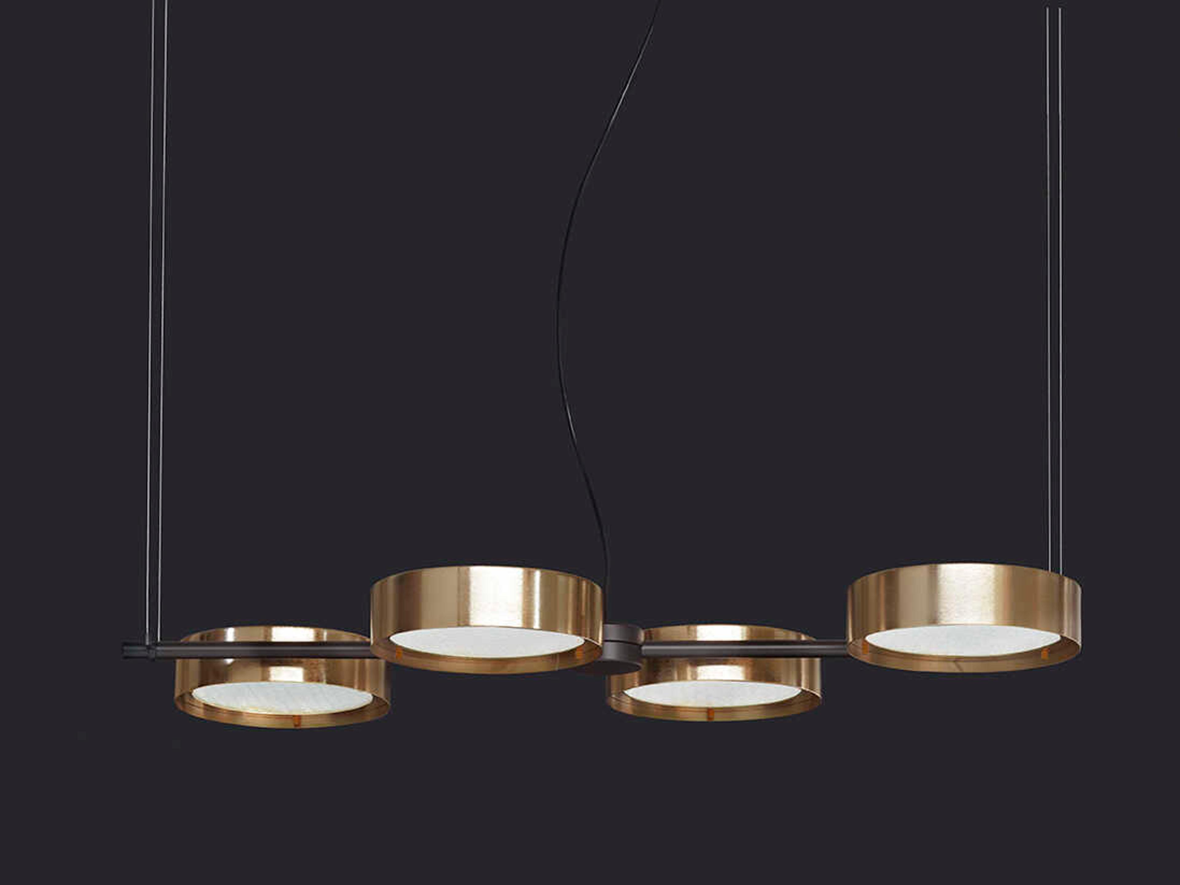 Oluce Berlin 4-Light Matt Black Anodic Brass Gold Round Island Pendant