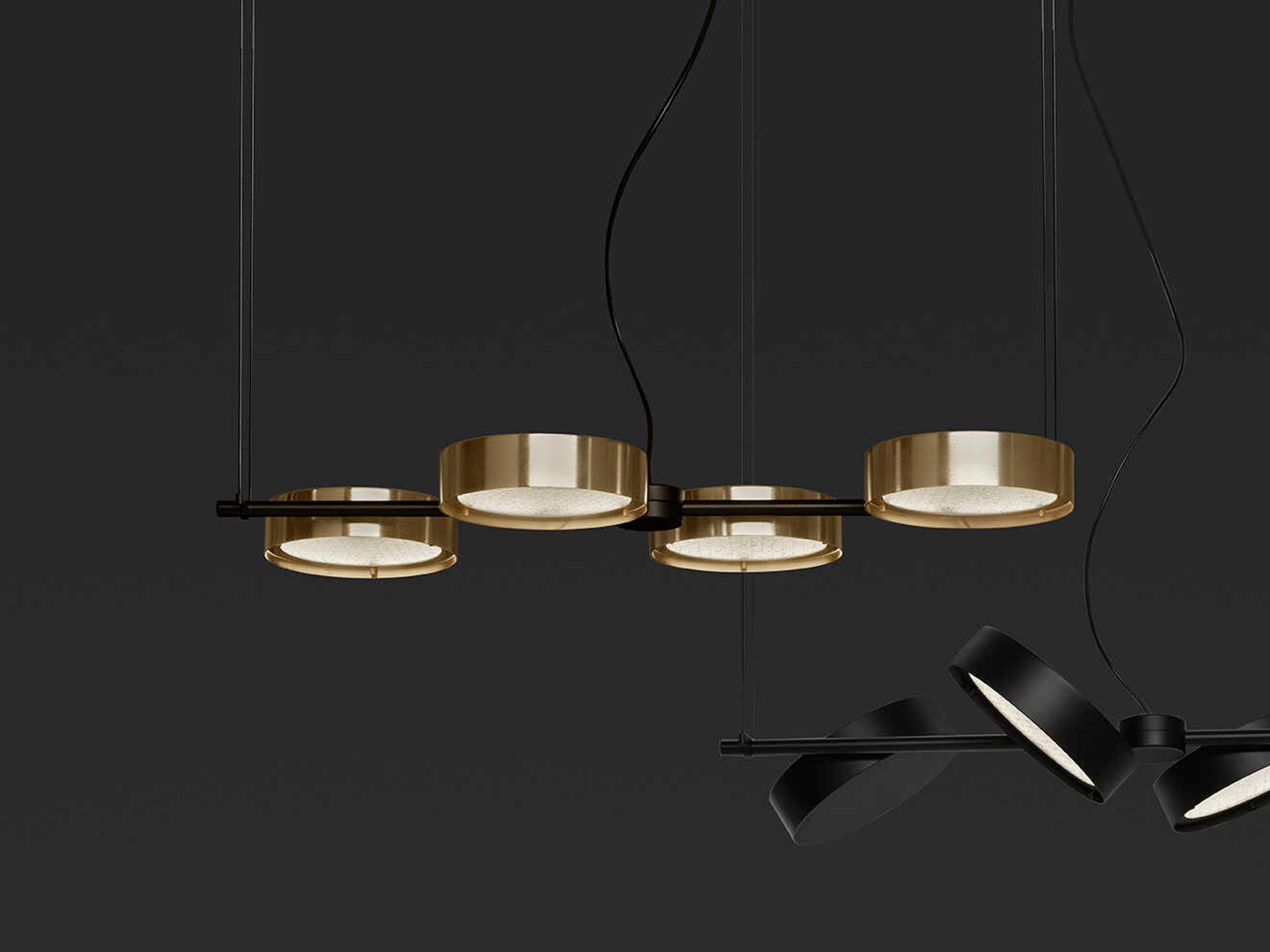 Oluce Berlin 4-Light Matt Black Anodic Brass Gold Round Island Pendant