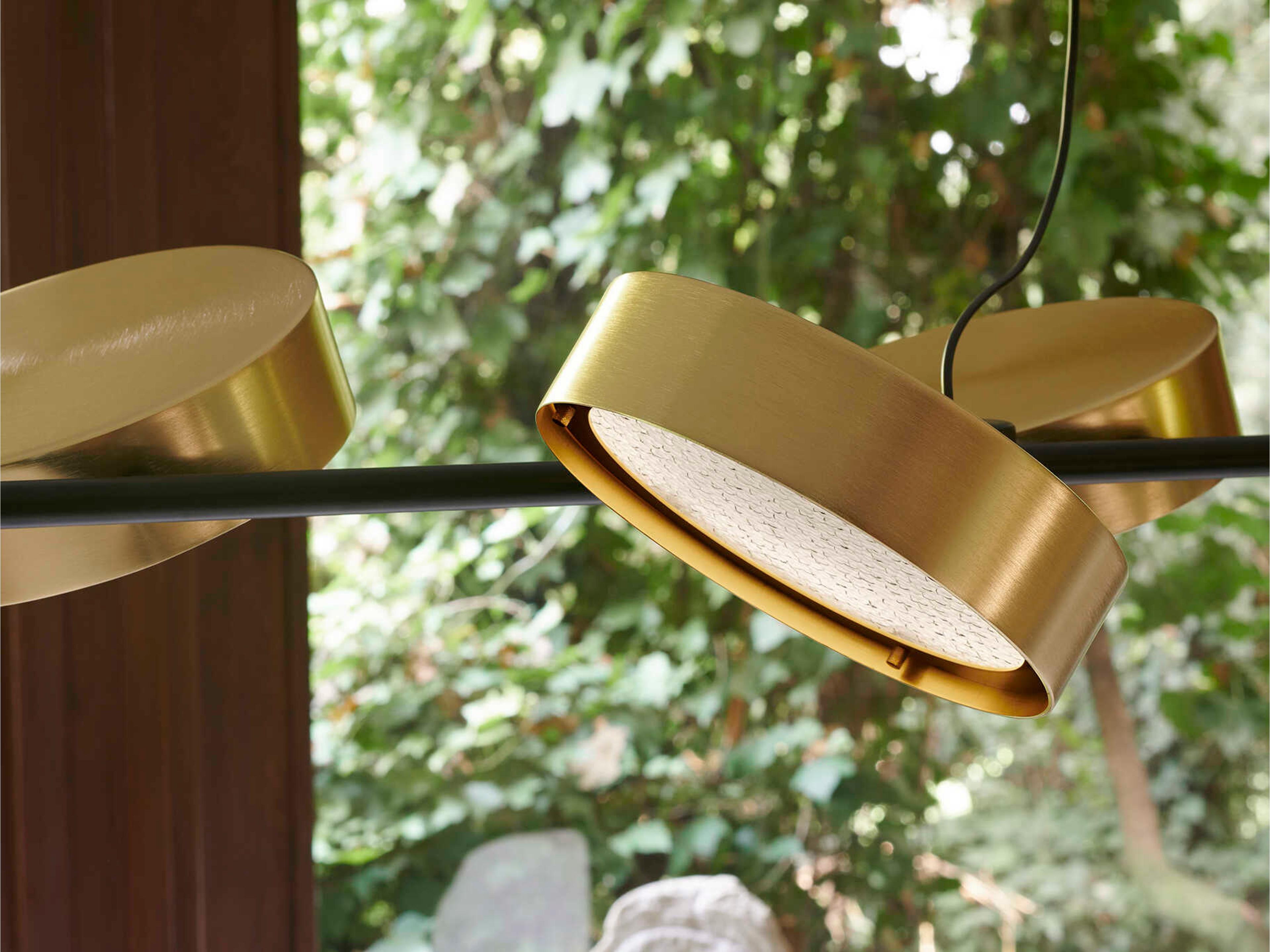 Oluce Berlin 4-Light Matt Black Anodic Brass Gold Round Island Pendant