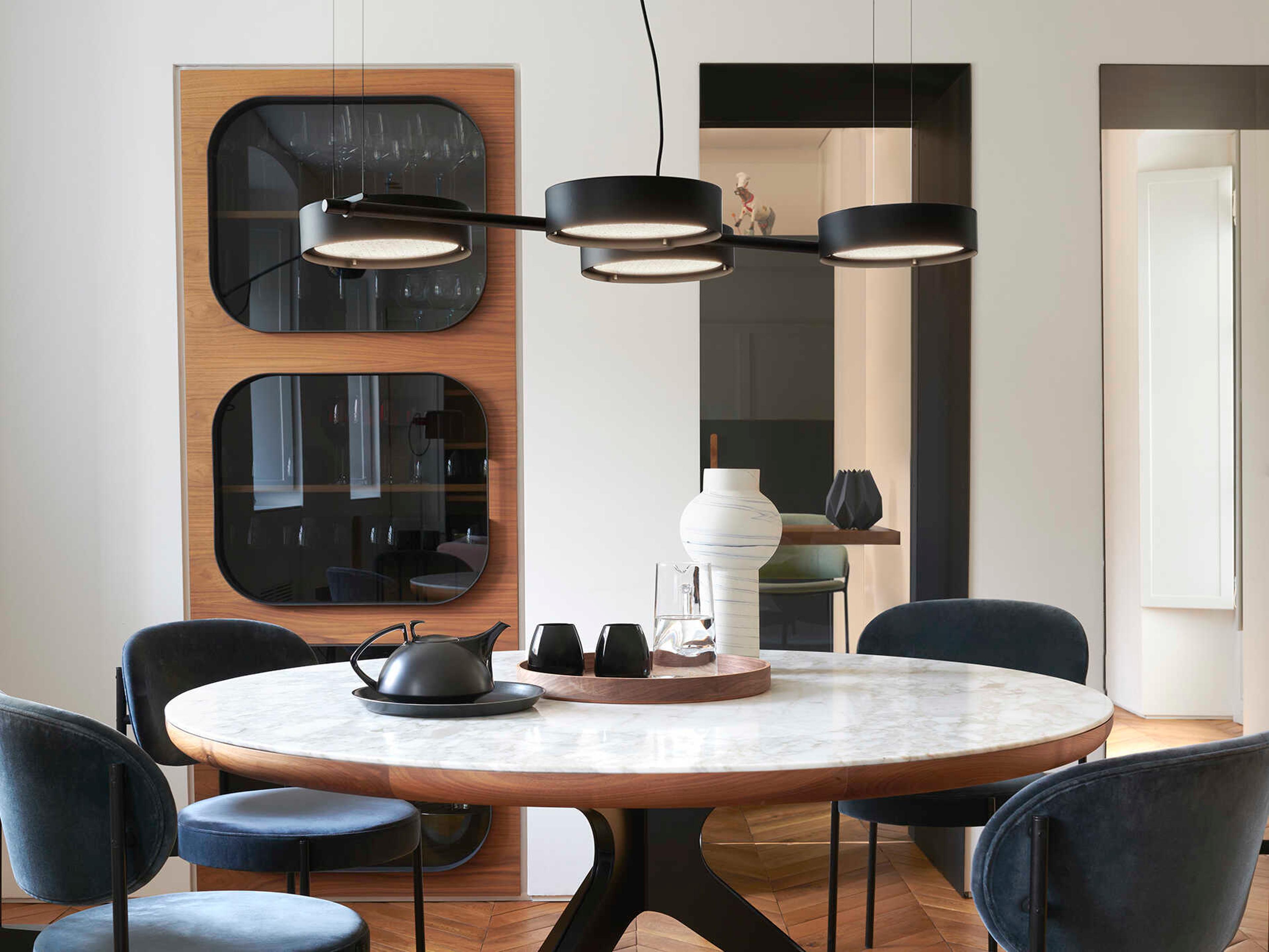 Oluce Berlin 4-Light Matt Black Round Island Pendant