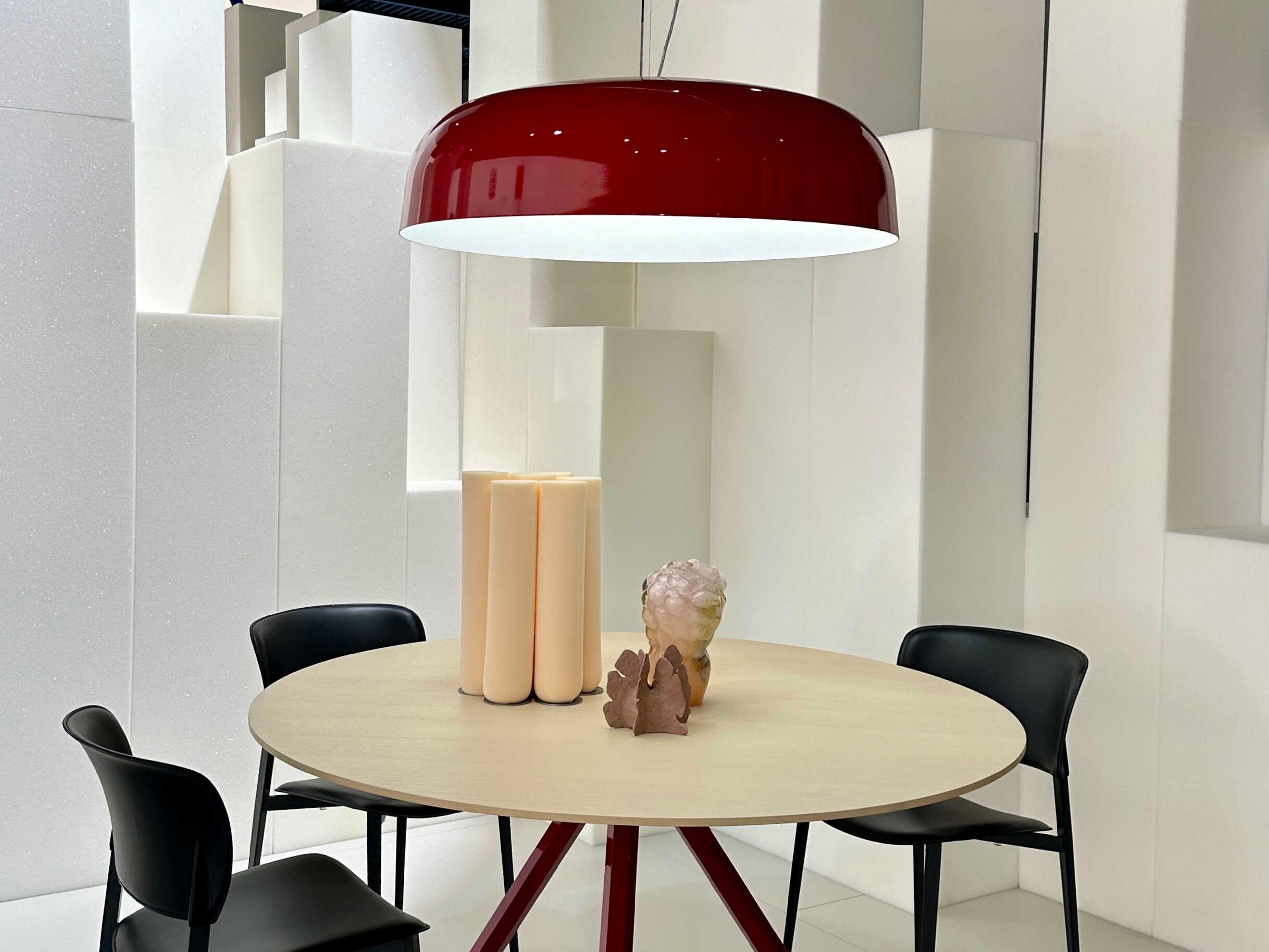 Oluce Canopy 1-Light Lacquered Red Bowl Pendant