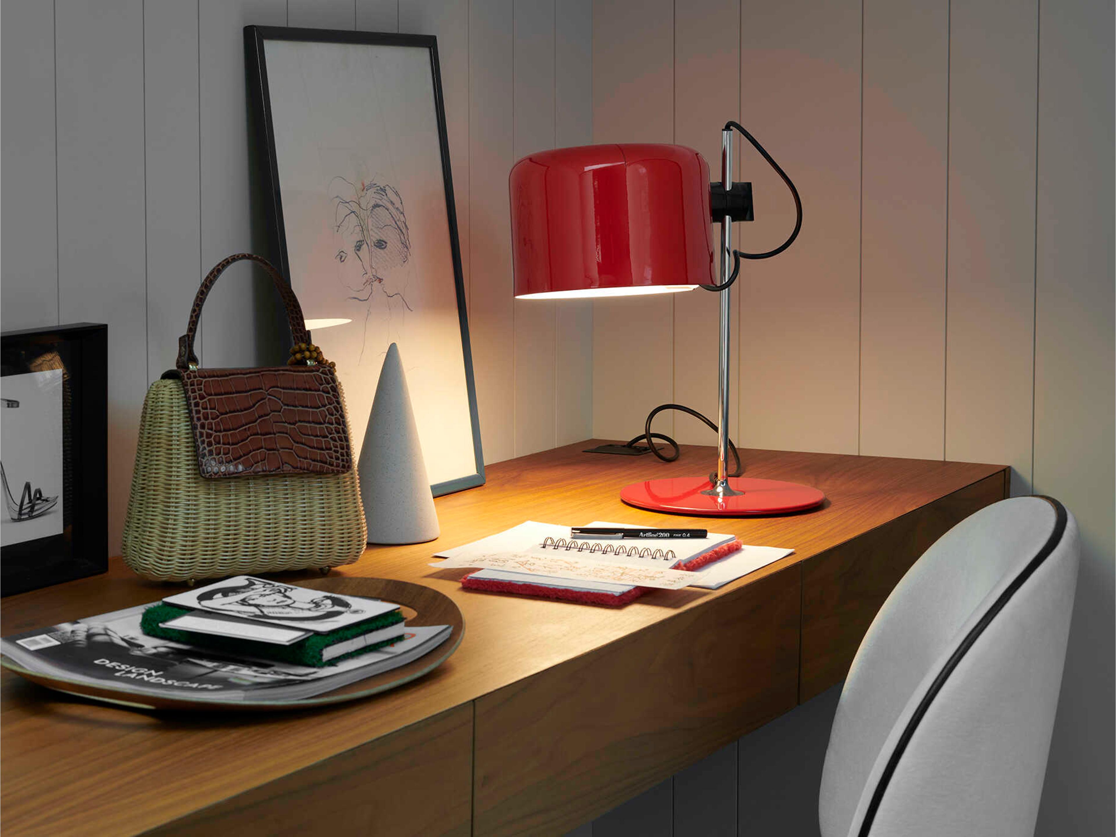 Oluce Coupe Red Table Lamp