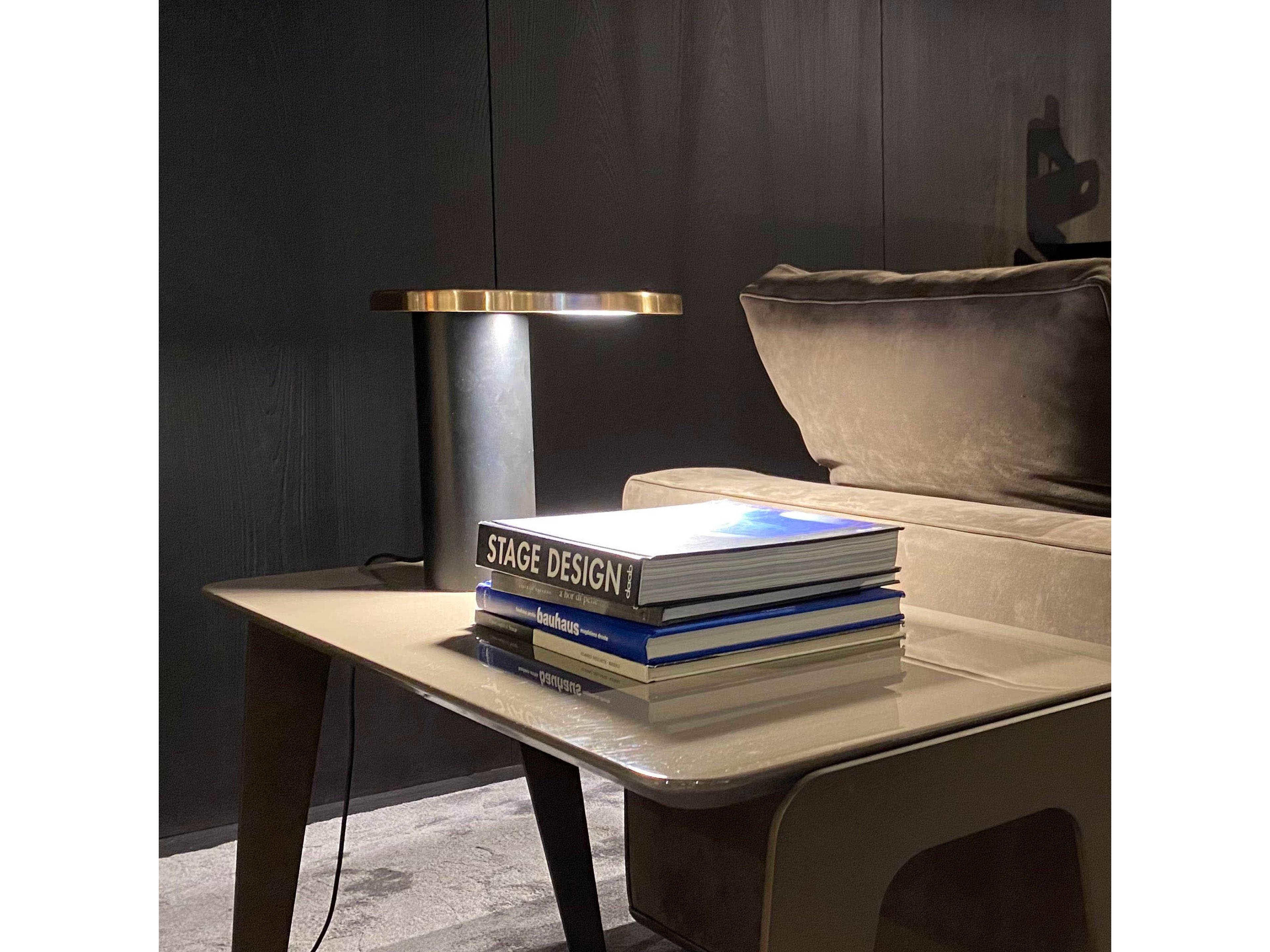 Oluce Cylinda Gold LED Desk Lamp