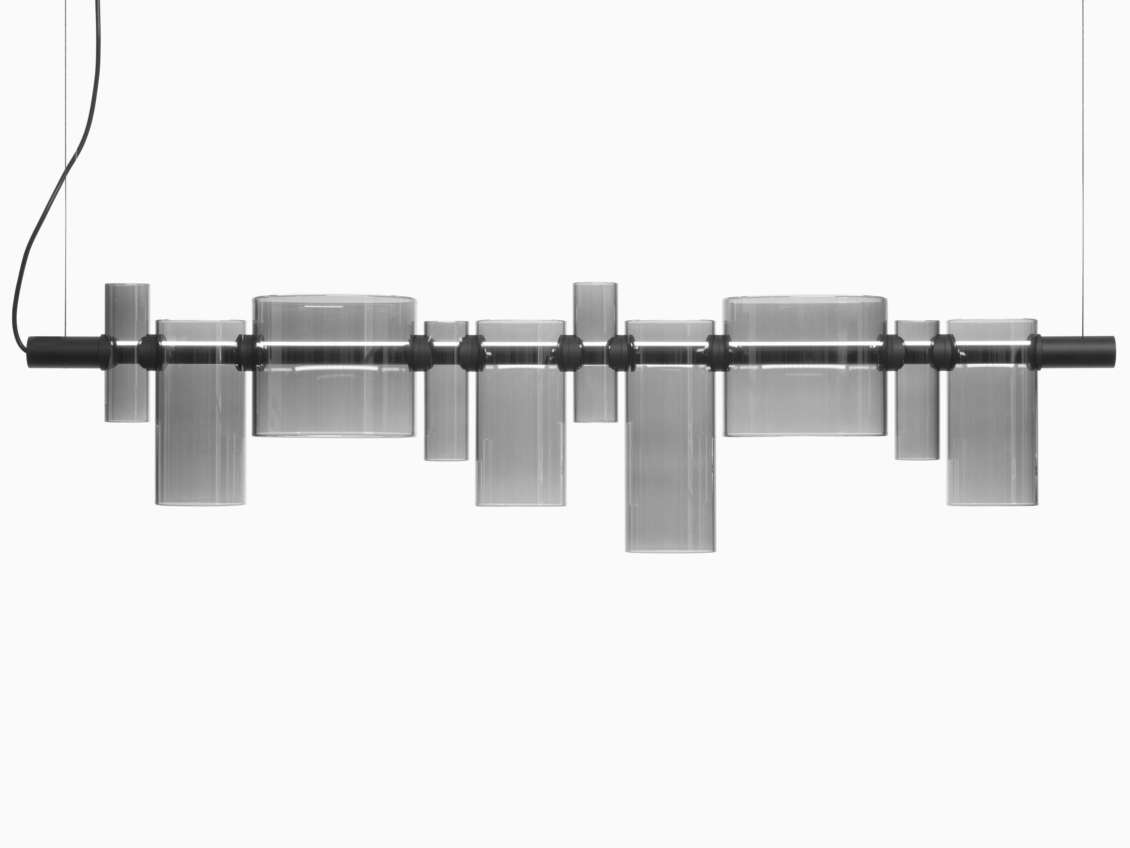 Oluce Dancing Glass 2-Light Smokey Gray Island Pendant