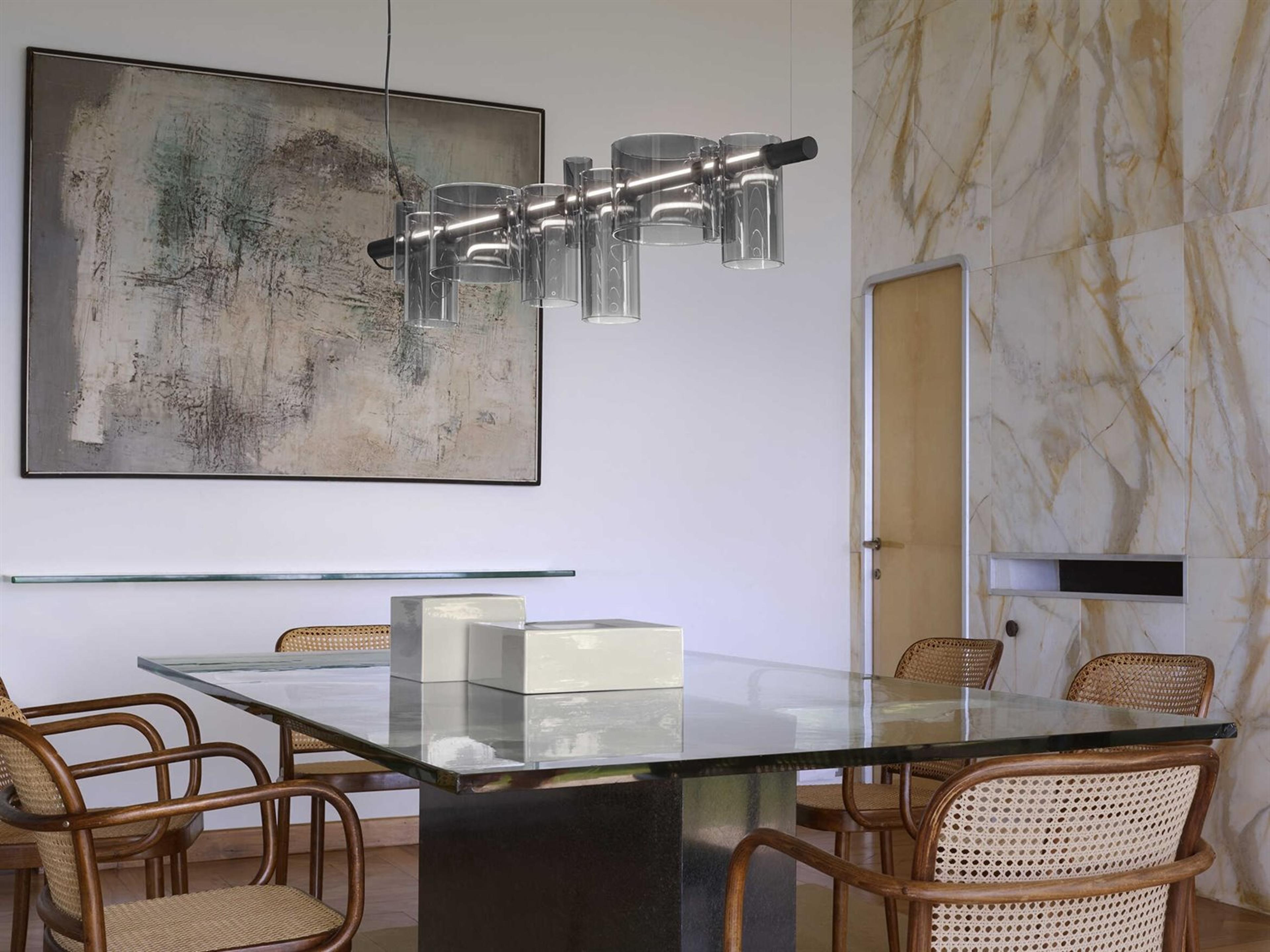 Oluce Dancing Glass 2-Light Smokey Gray Island Pendant