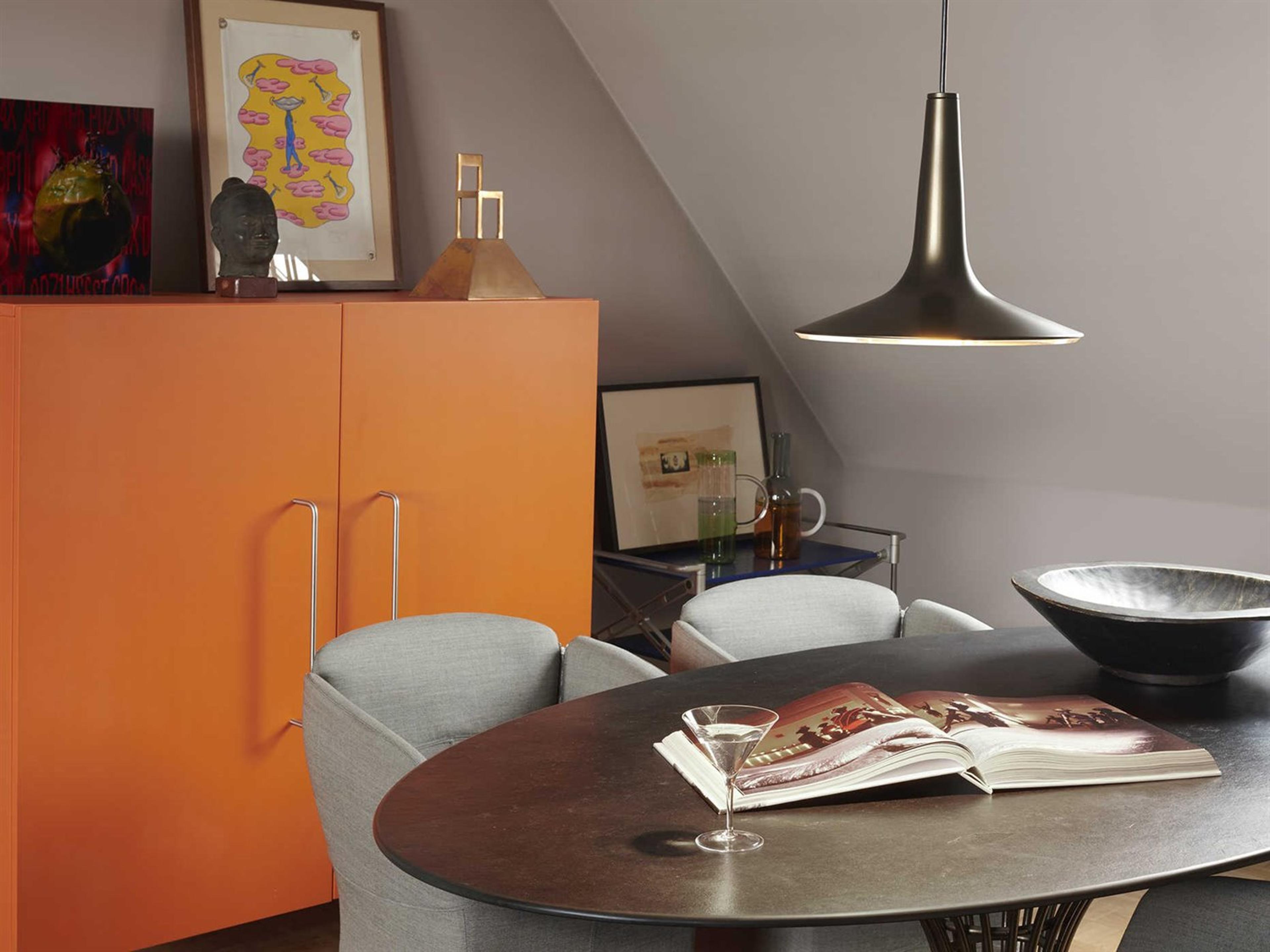 Oluce Kin 1-Light Anodic Bronze LED Round Mini Pendant