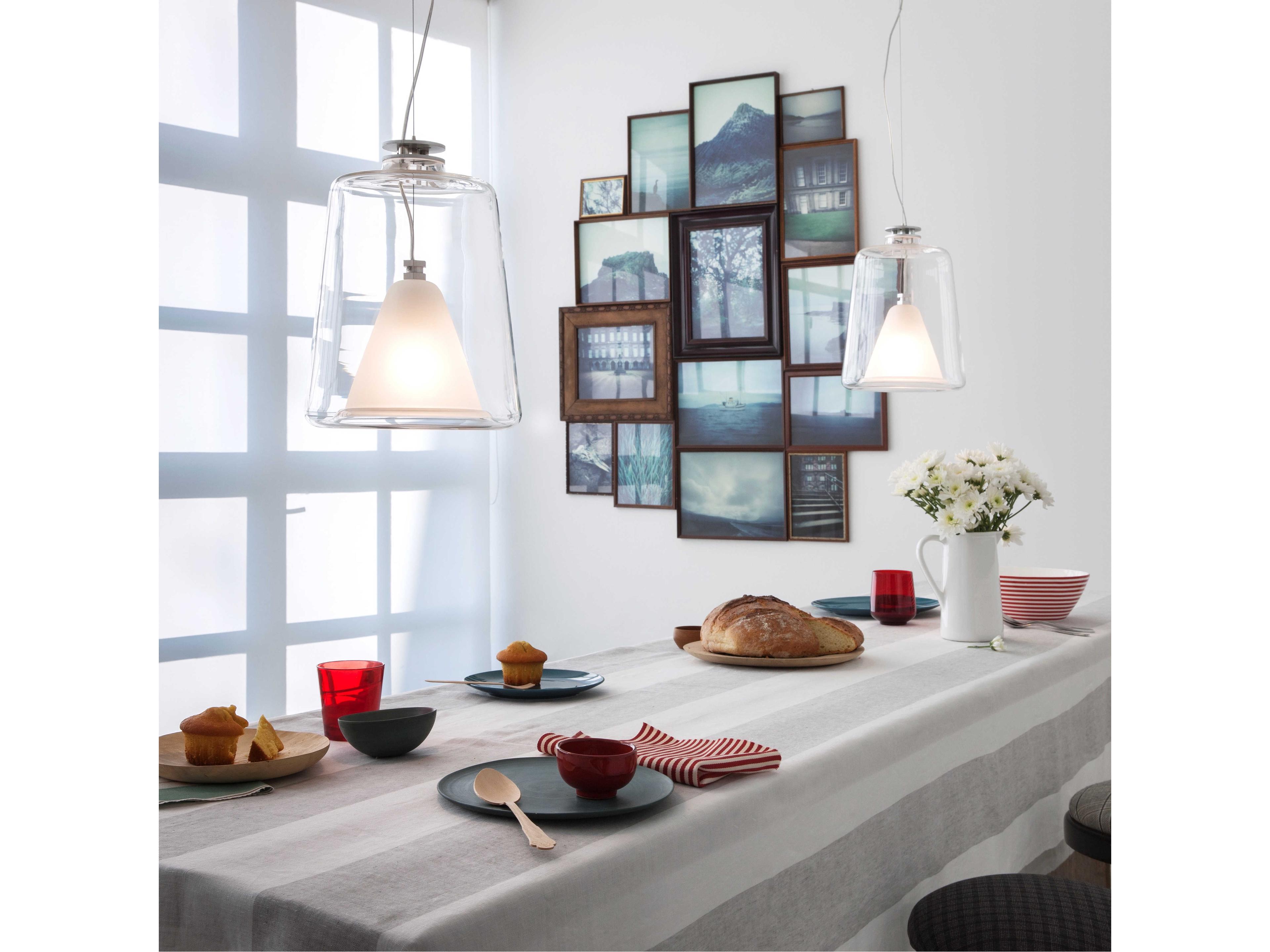 Oluce Lanterna 1-Light Clear Glass Mini Pendant