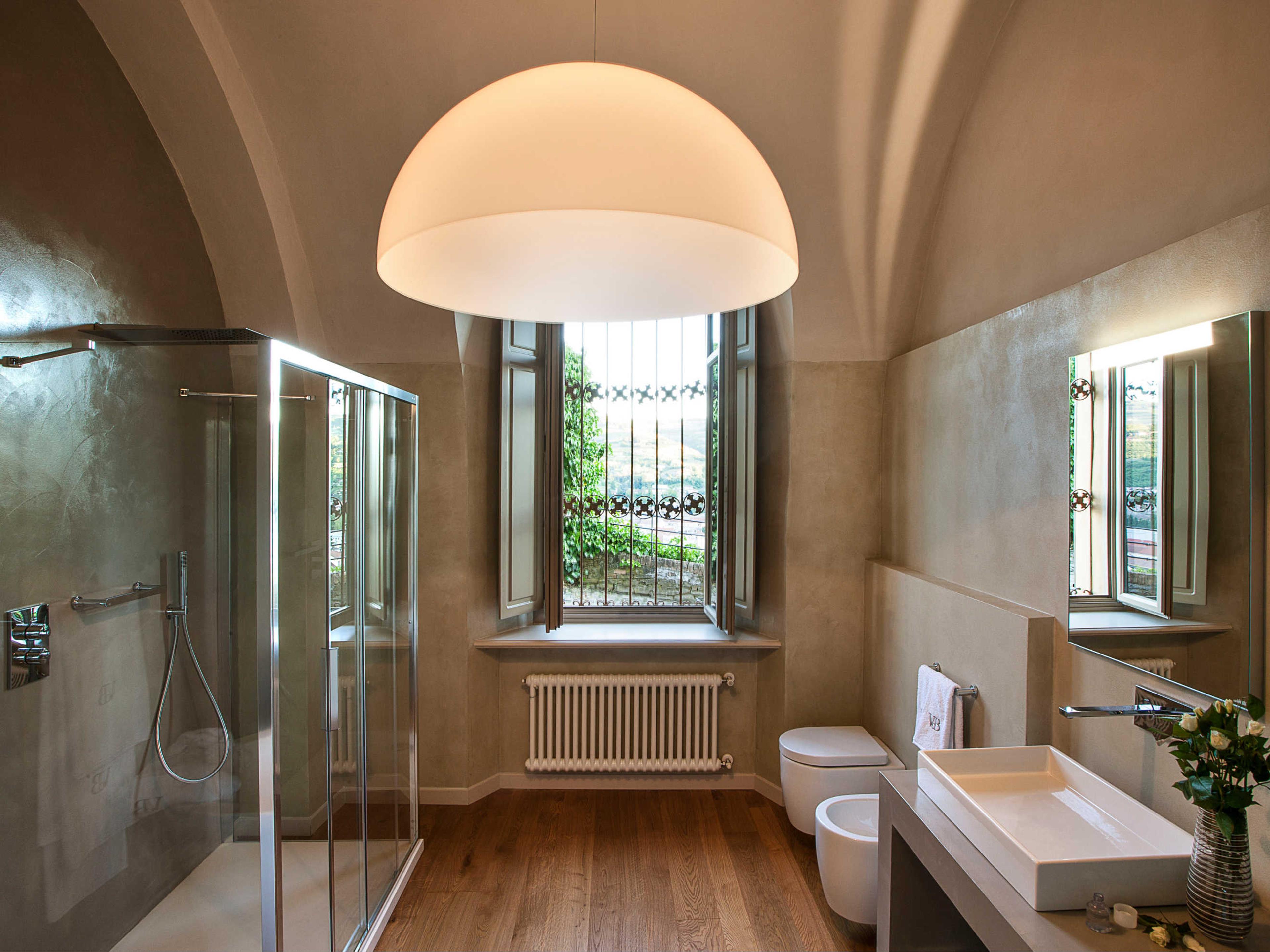 Oluce Sonora 1-Light Opaline White Dome Pendant