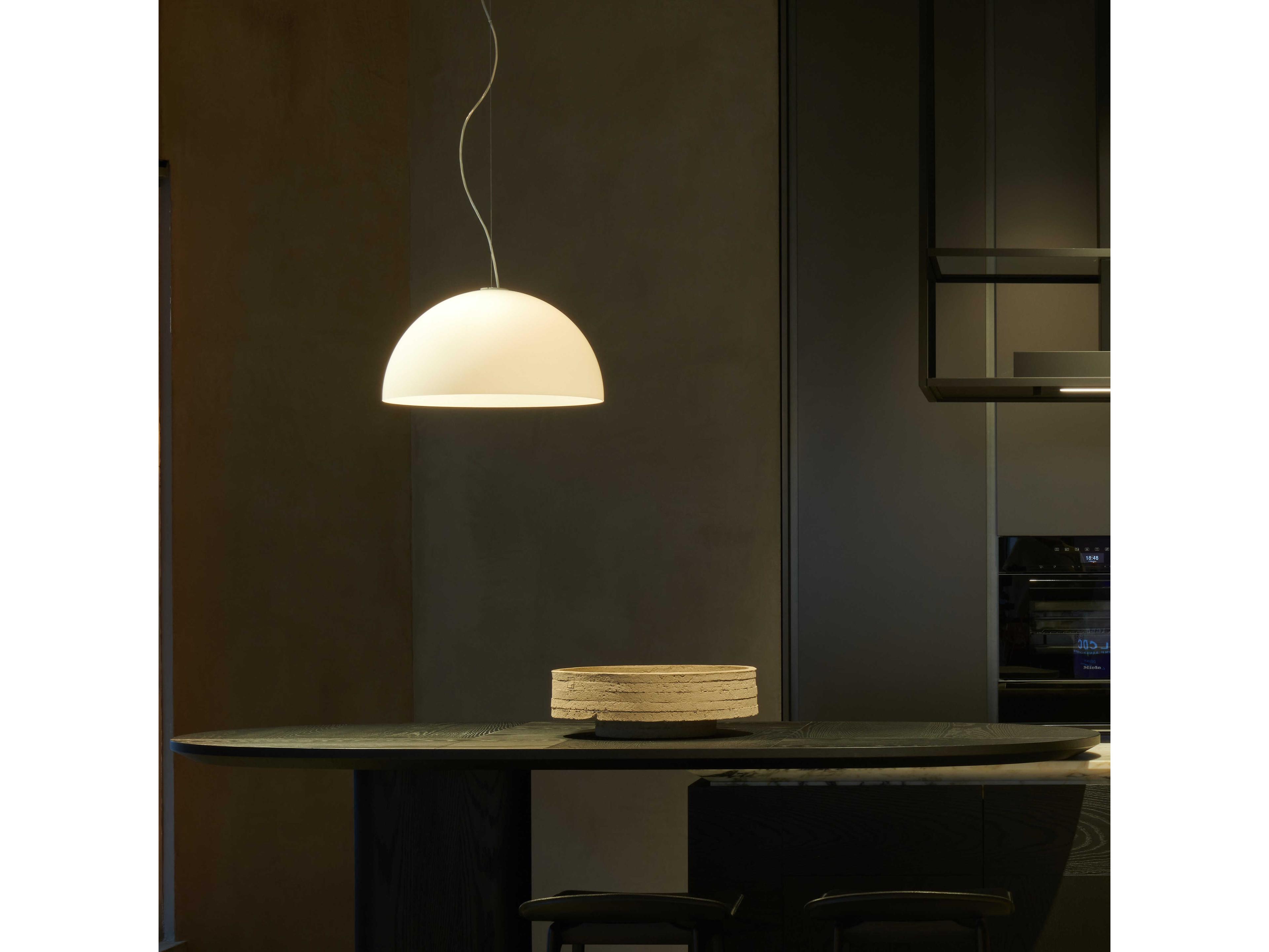 Oluce Sonora 1-Light Opaline White Dome Pendant