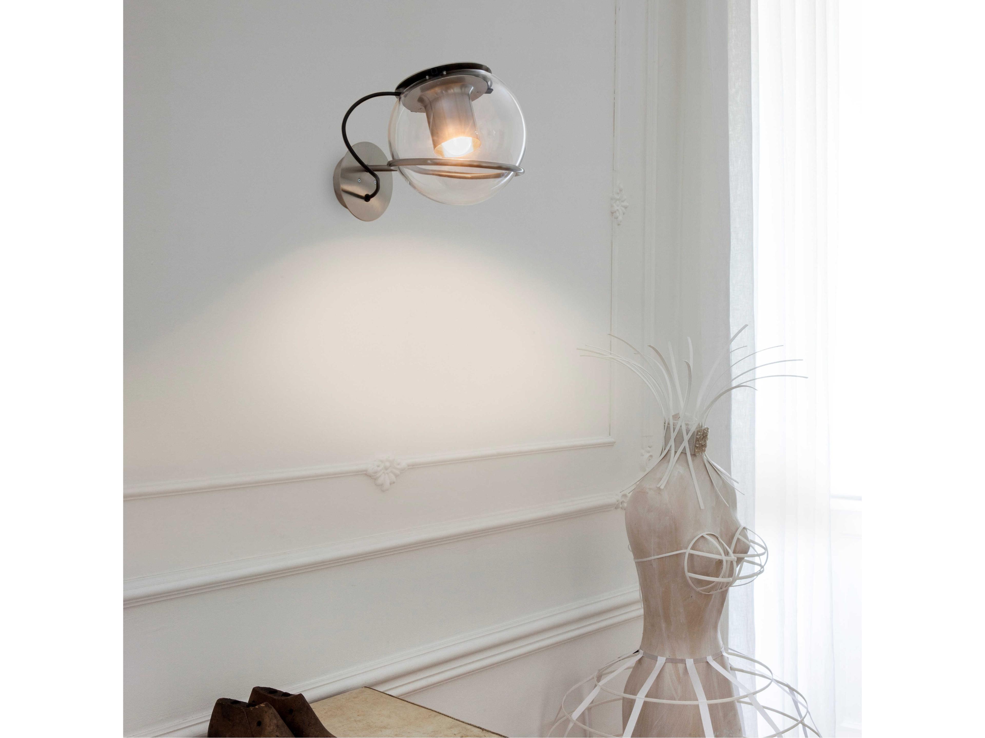 Oluce The Globe 1-Light Gold Glass Wall Sconce