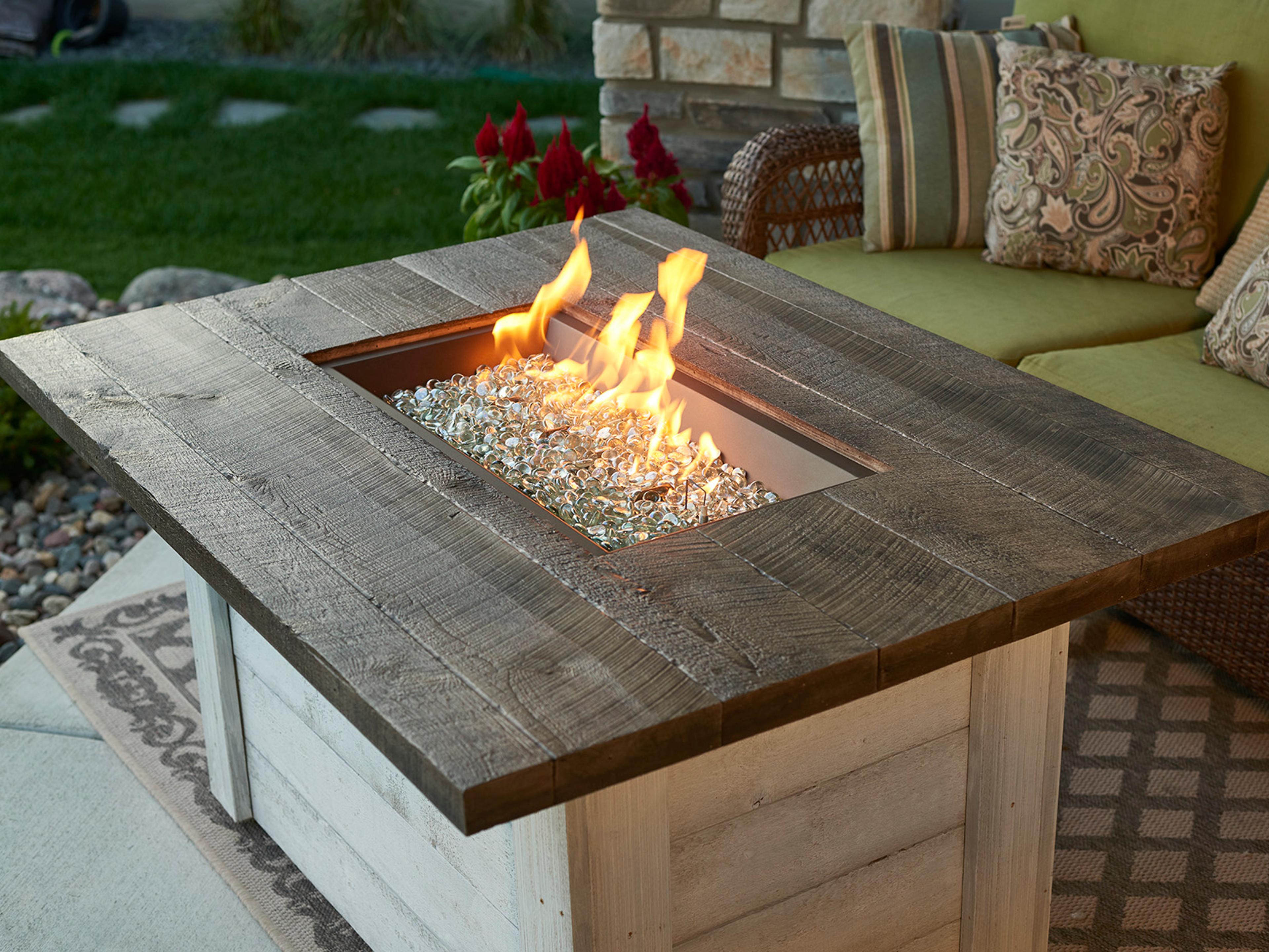 Outdoor Greatroom Alcott Timber Supercast Rectangular Gas Fire Pit Table