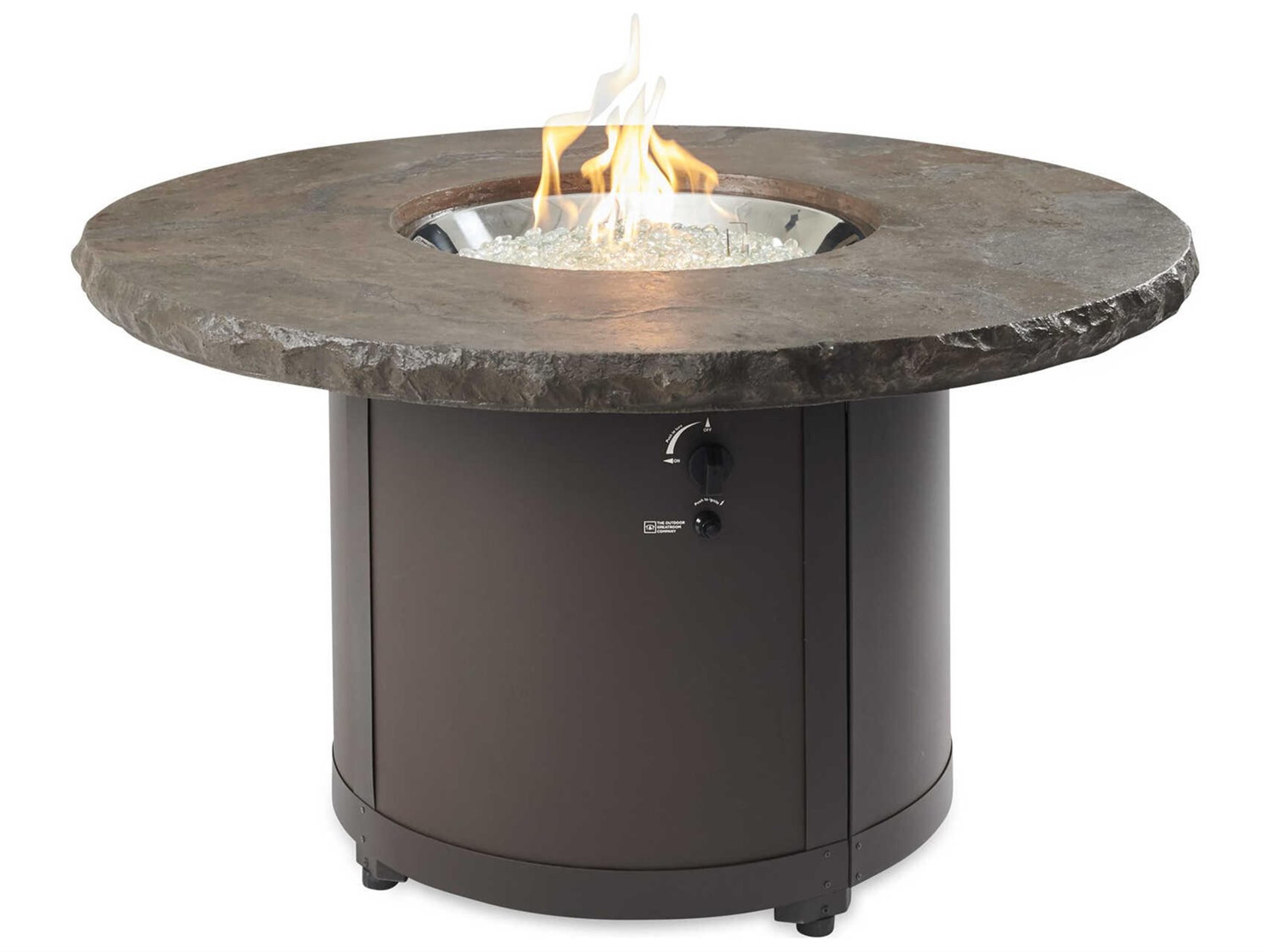 Outdoor Greatroom Noche Beacon Aluminum Brown Round Chat Height Fire Pit Table