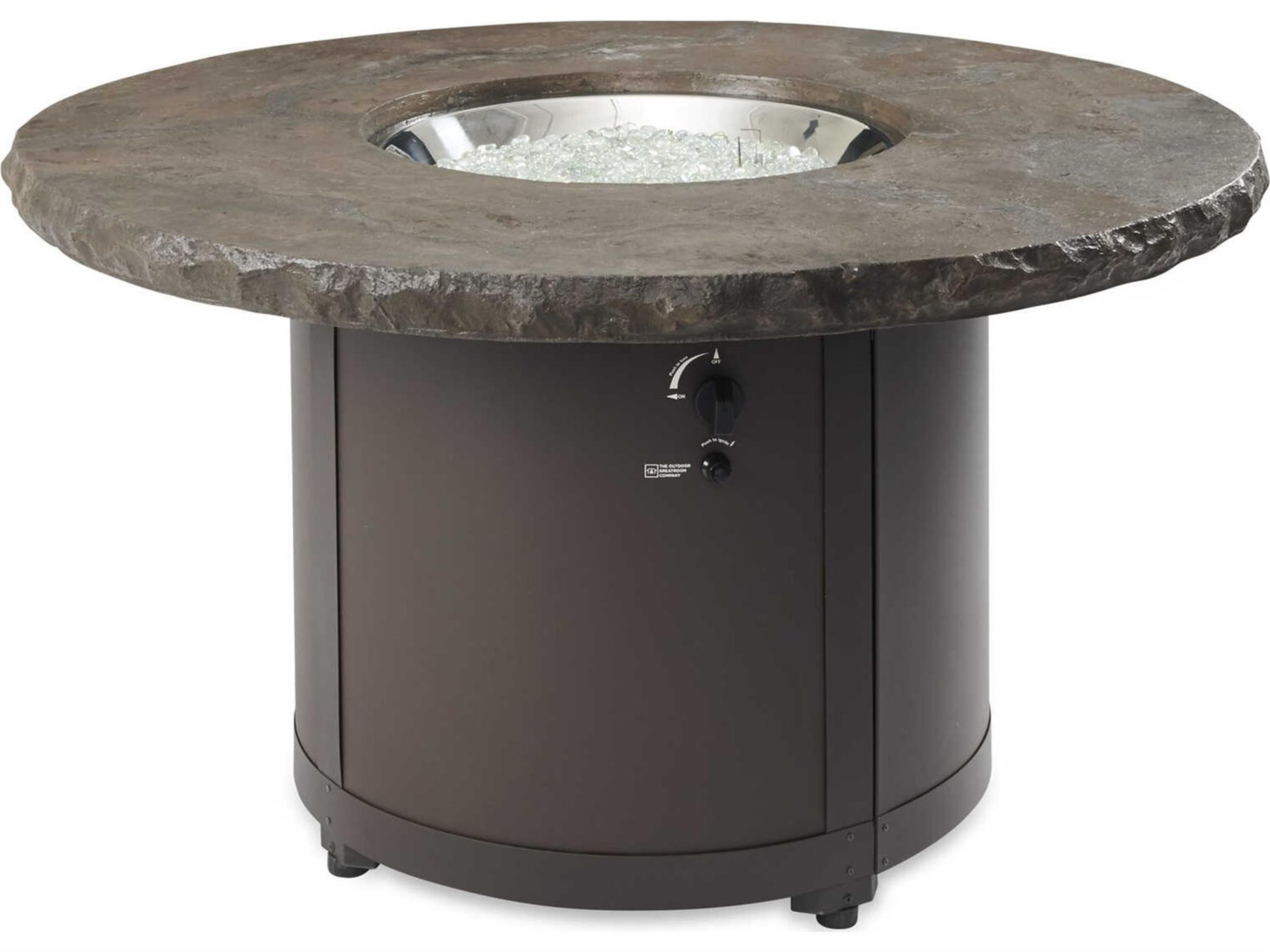 Outdoor Greatroom Noche Beacon Aluminum Brown Round Chat Height Fire Pit Table