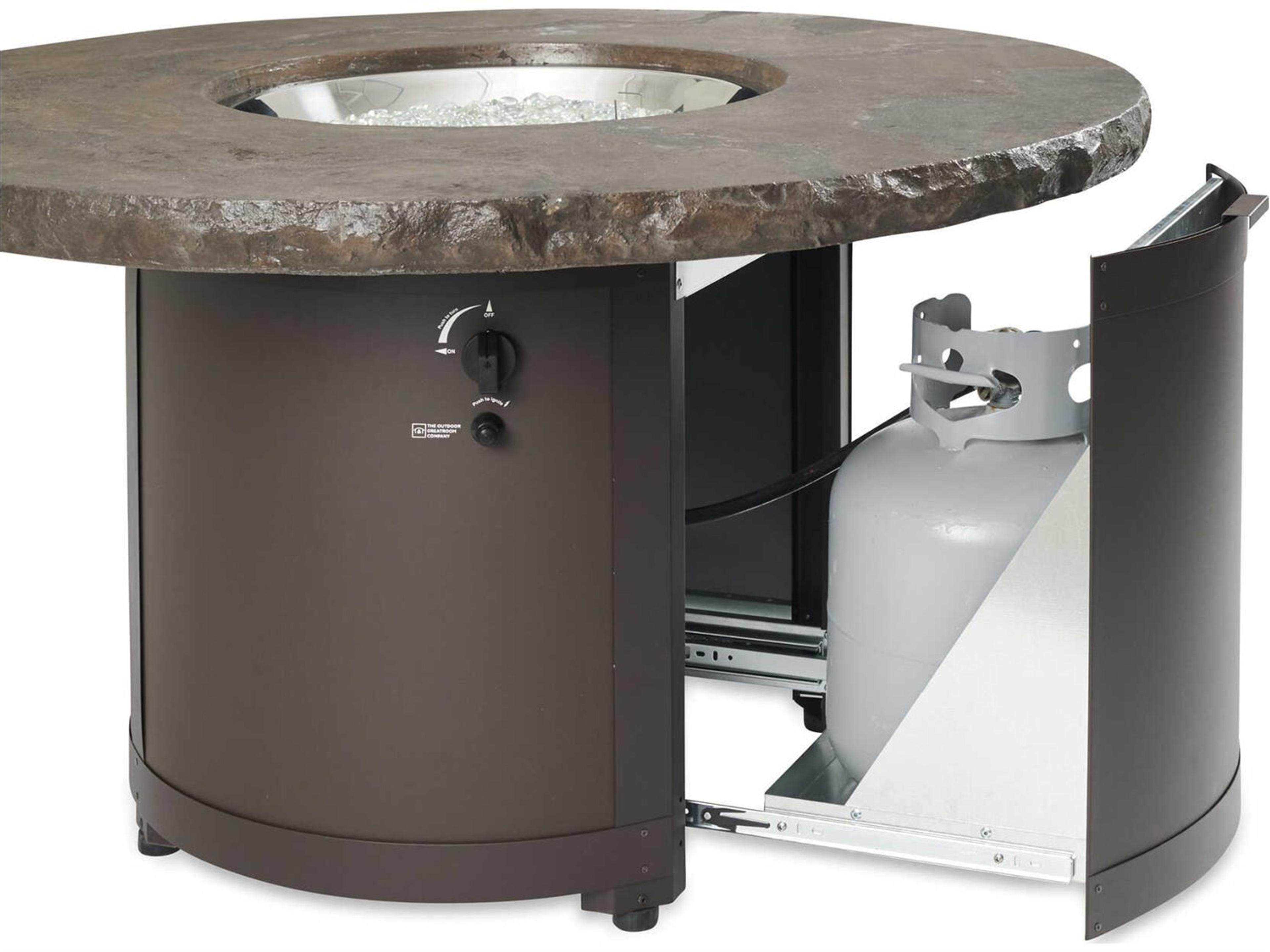 Outdoor Greatroom Noche Beacon Aluminum Brown Round Chat Height Fire Pit Table