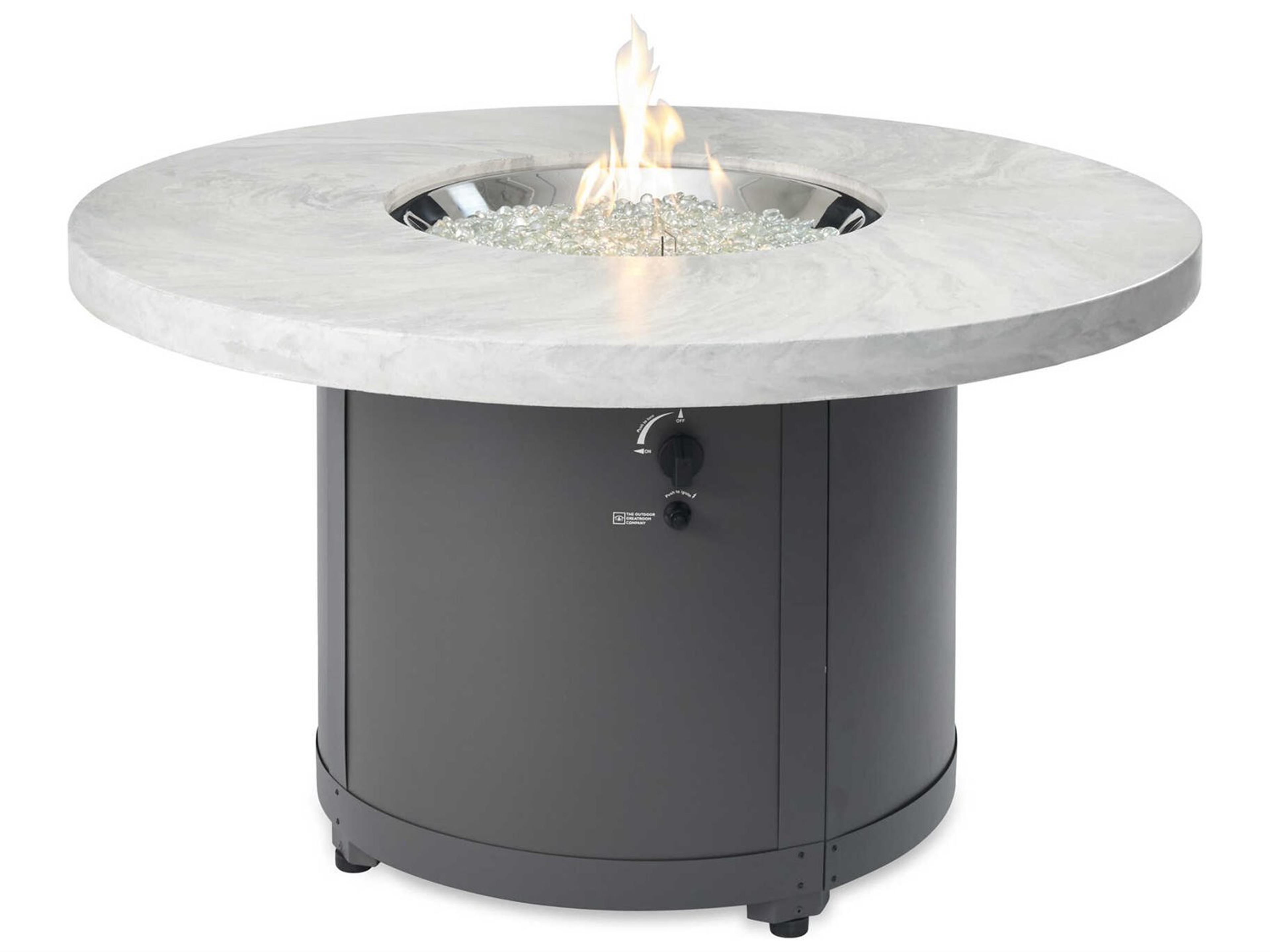 Outdoor Greatroom Beacon Aluminum Graphite Grey Round Chat Height Fire Pit Table