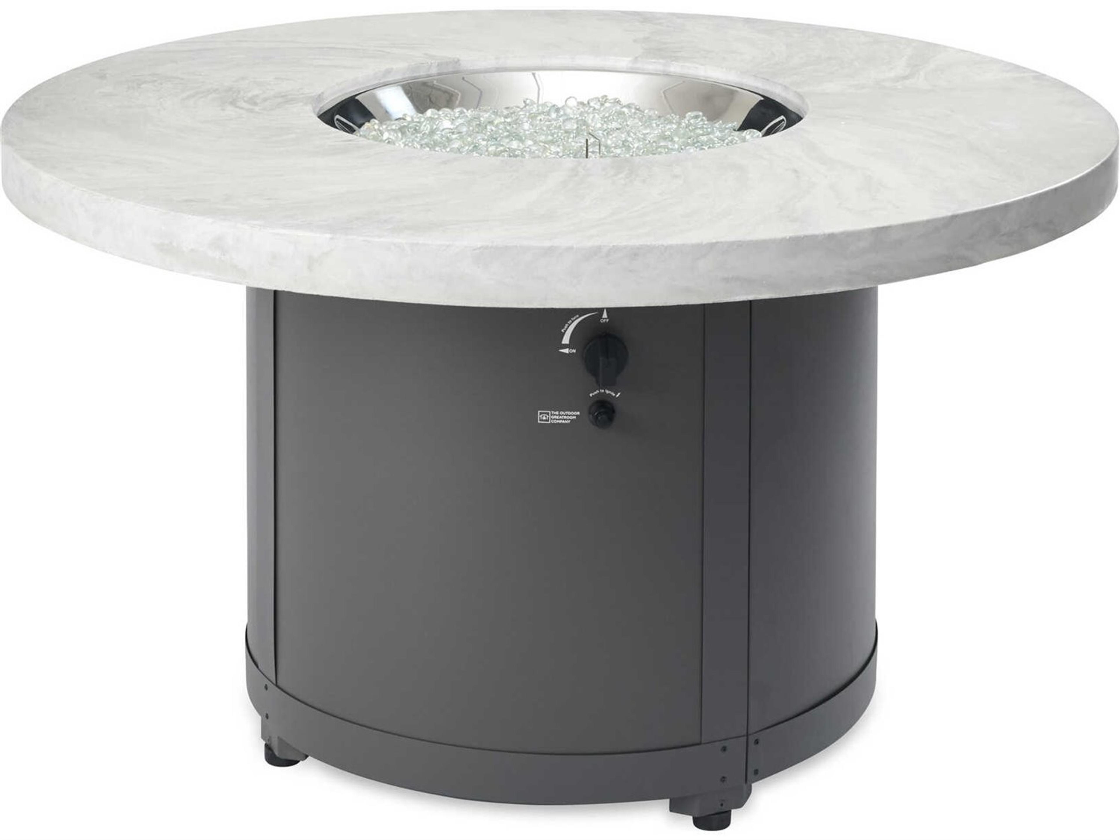 Outdoor Greatroom Beacon Aluminum Graphite Grey Round Chat Height Fire Pit Table