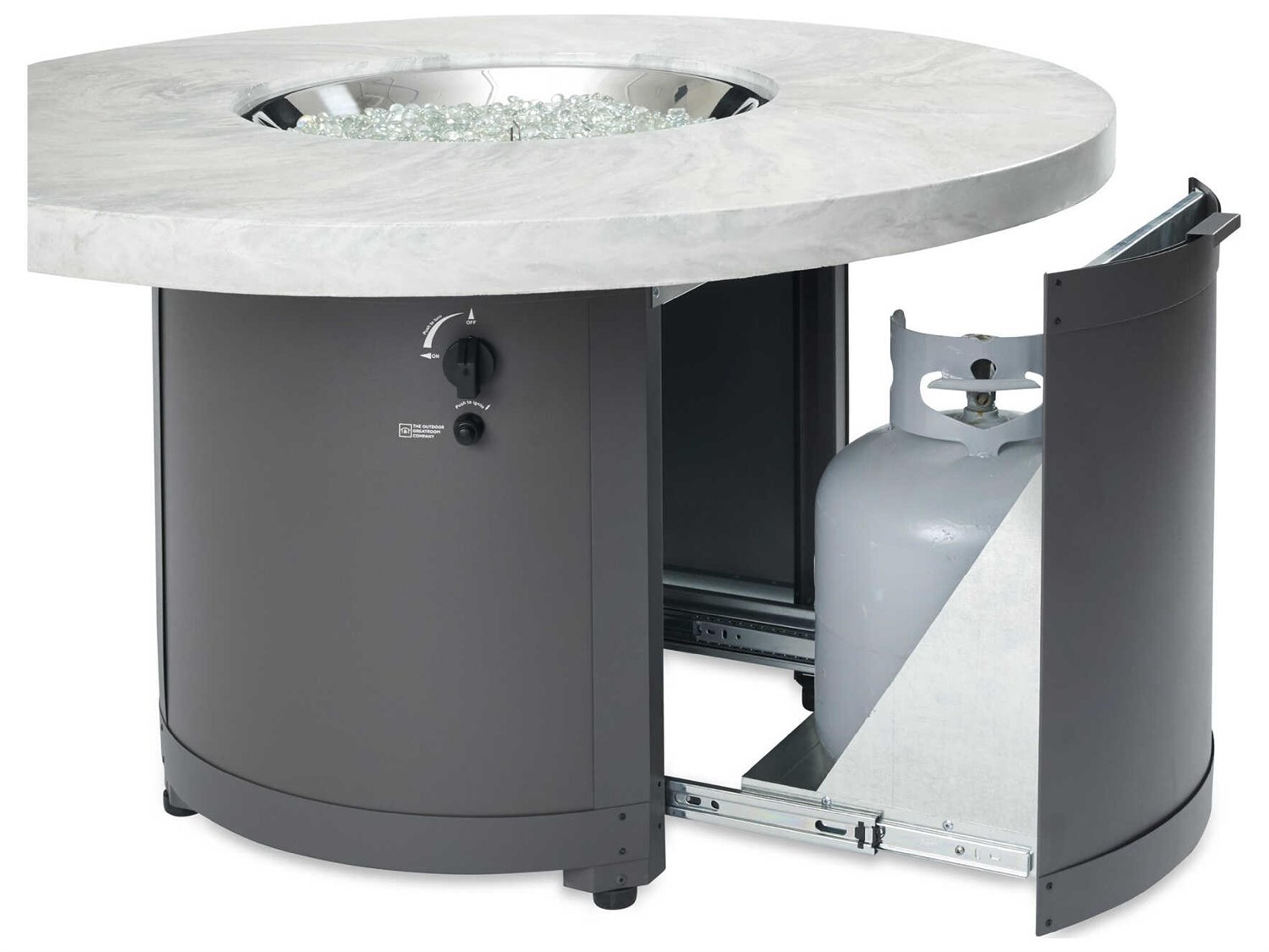 Outdoor Greatroom Beacon Aluminum Graphite Grey Round Chat Height Fire Pit Table