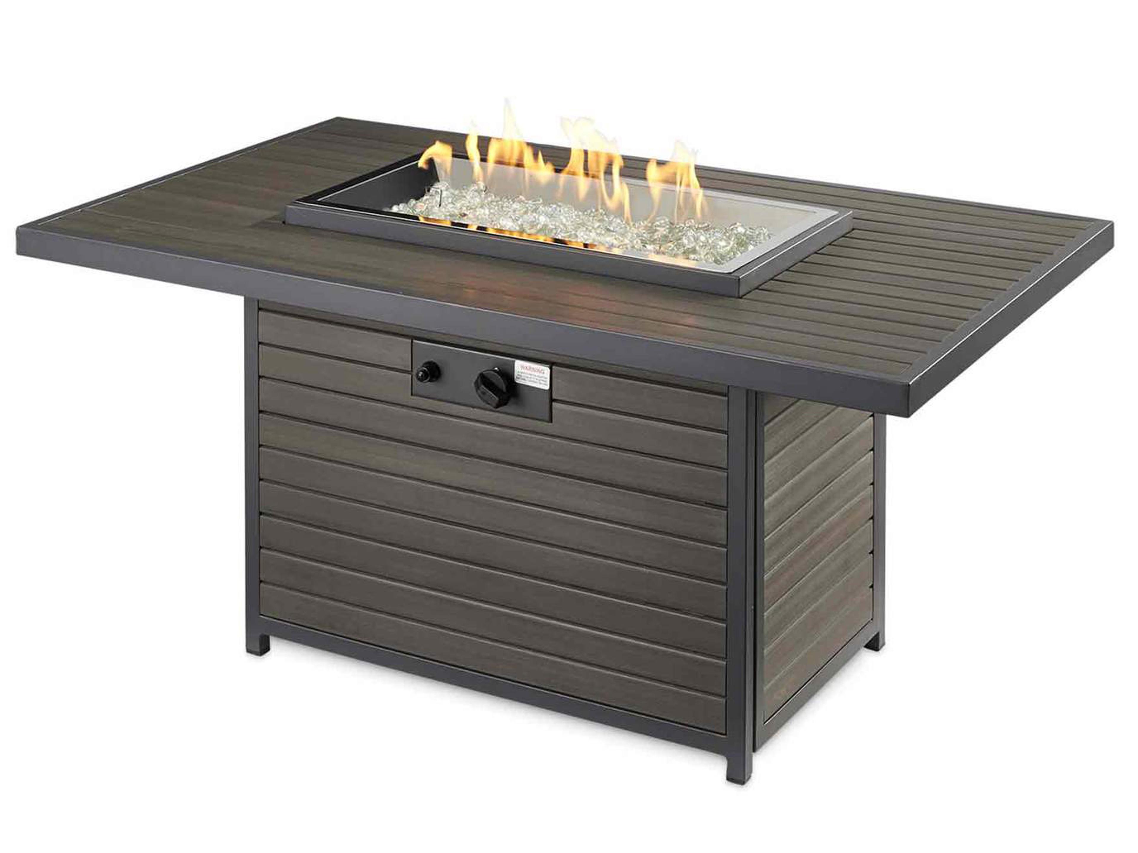 Brooks Aluminum Graphite Grey Rectangular Gas Fire Pit Table