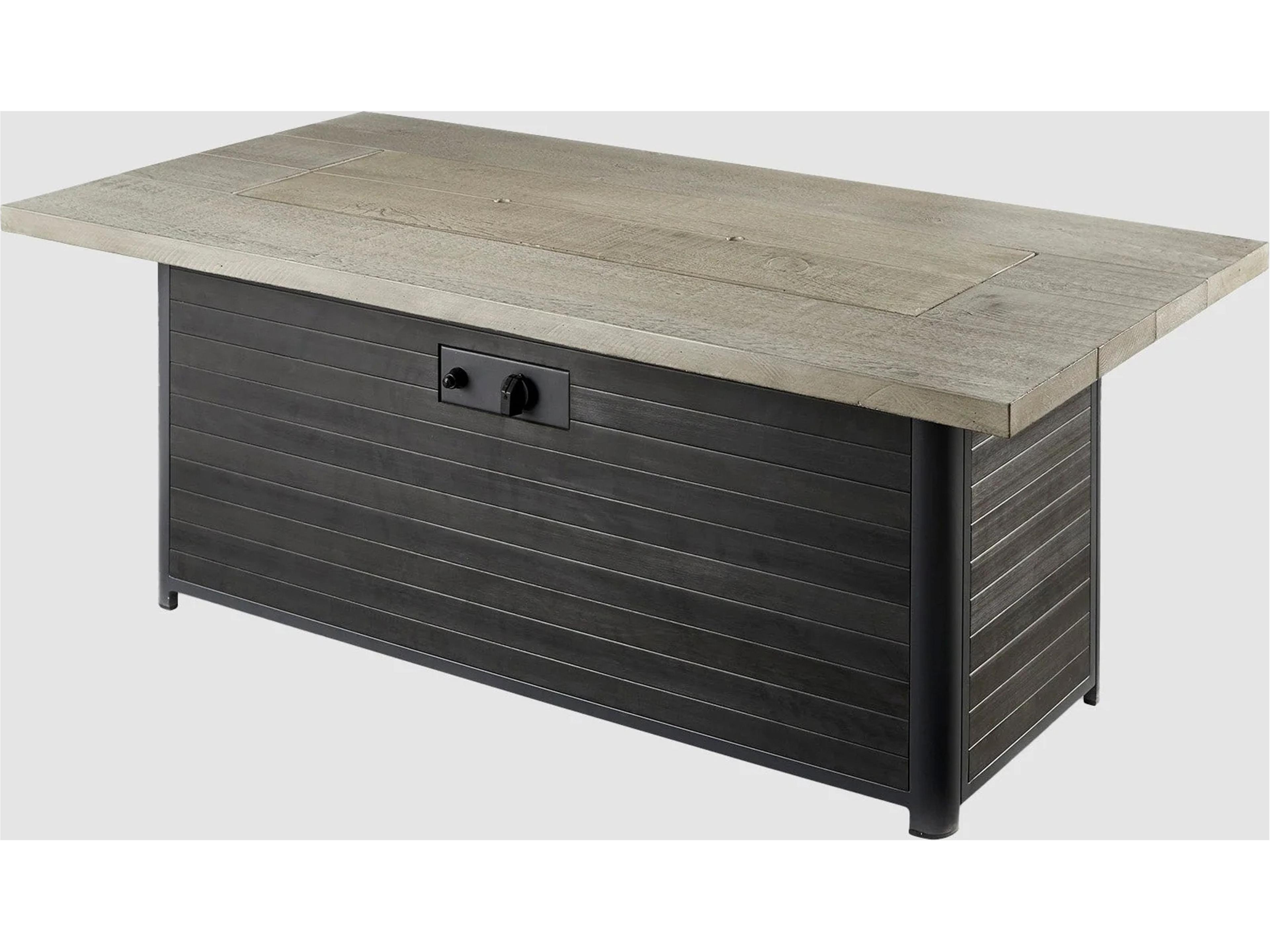 Outdoor Greatroom Cedar Ridge Steel Rectangular Linear Gas Fire Pit Table with Direct Spark Ignition LP