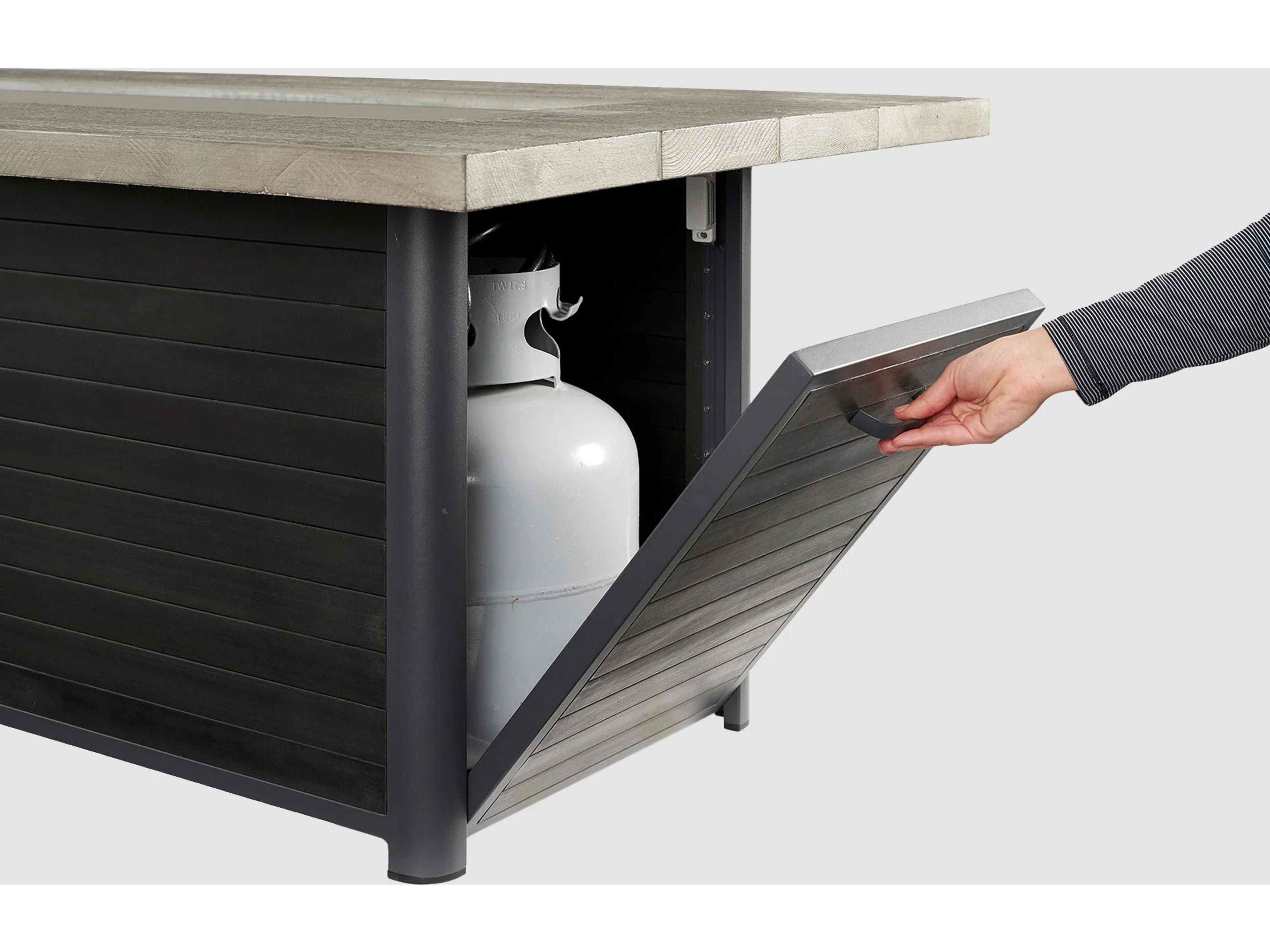 Outdoor Greatroom Cedar Ridge Steel Rectangular Linear Gas Fire Pit Table with Direct Spark Ignition LP