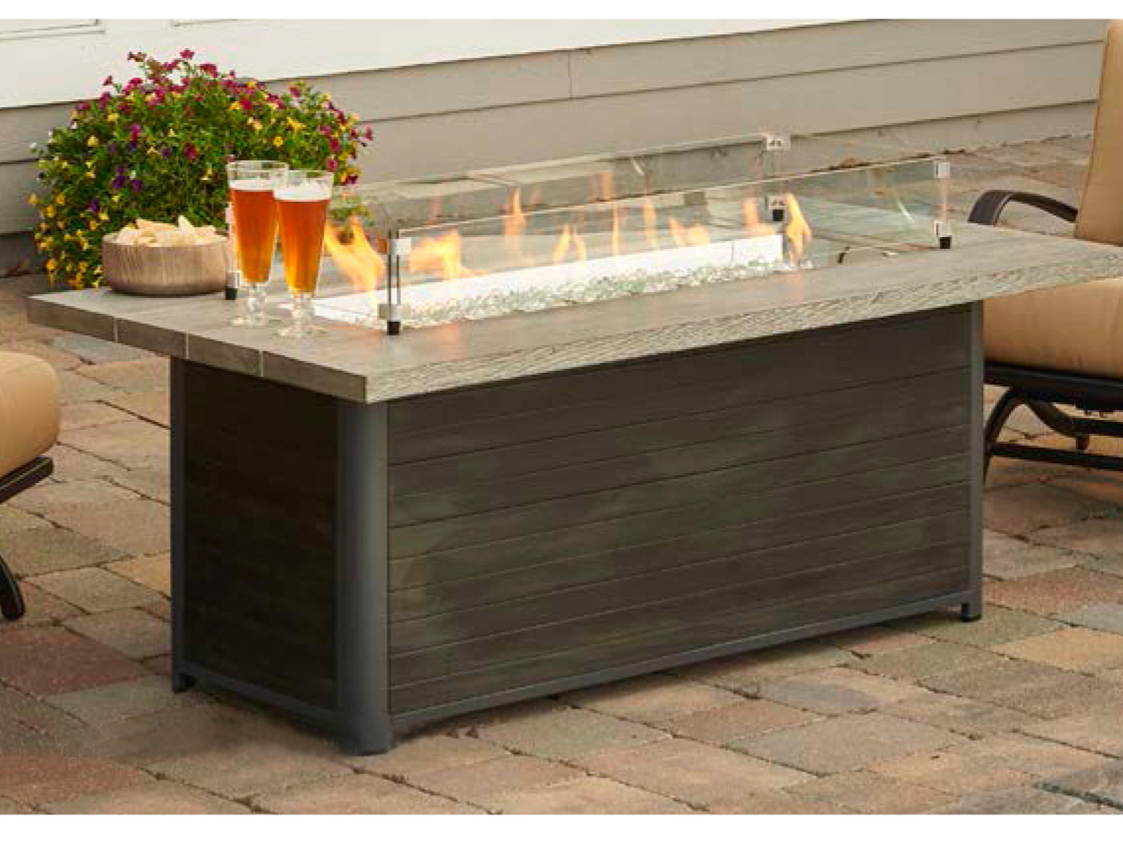 Outdoor Greatroom Cedar Ridge Steel Rectangular Linear Gas Fire Pit Table