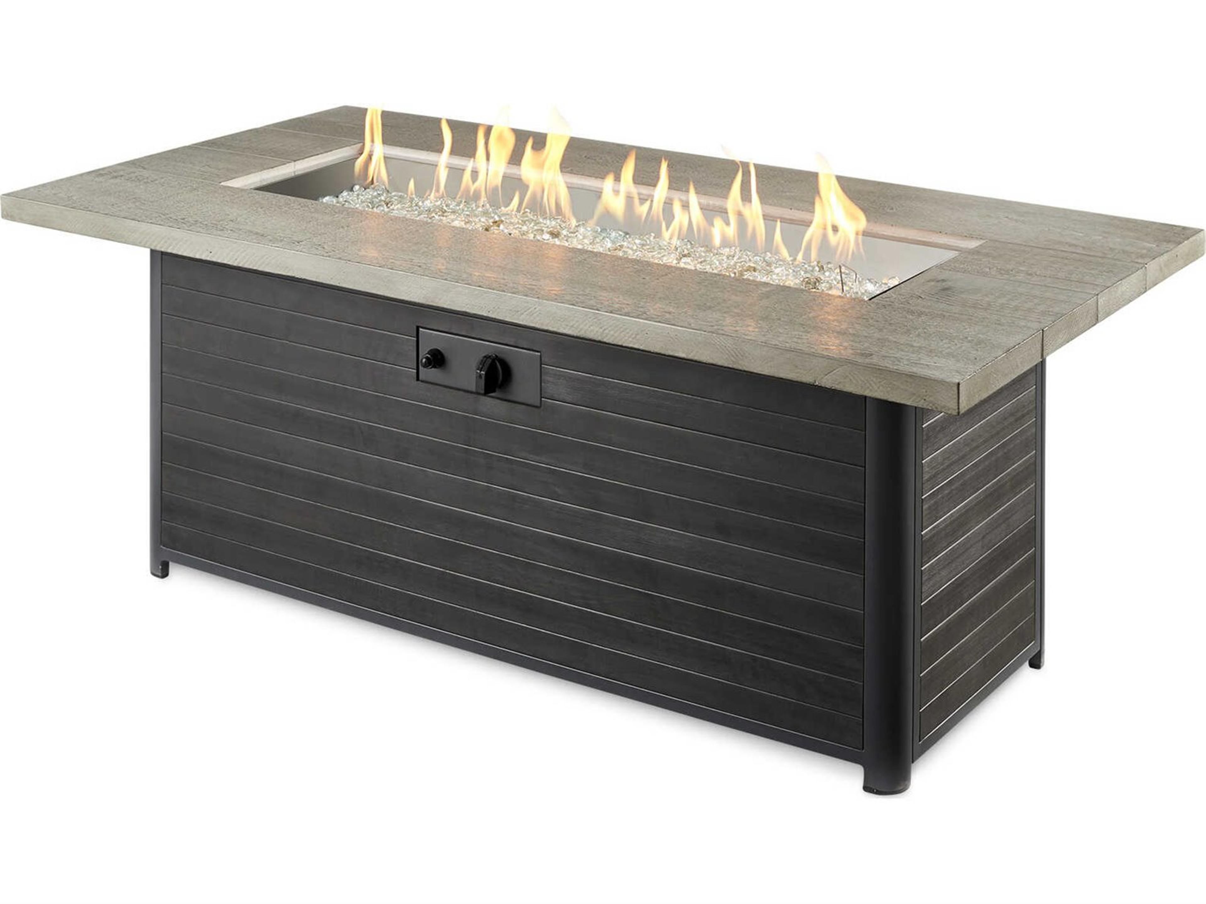 Outdoor Greatroom Cedar Ridge Steel Rectangular Linear Gas Fire Pit Table