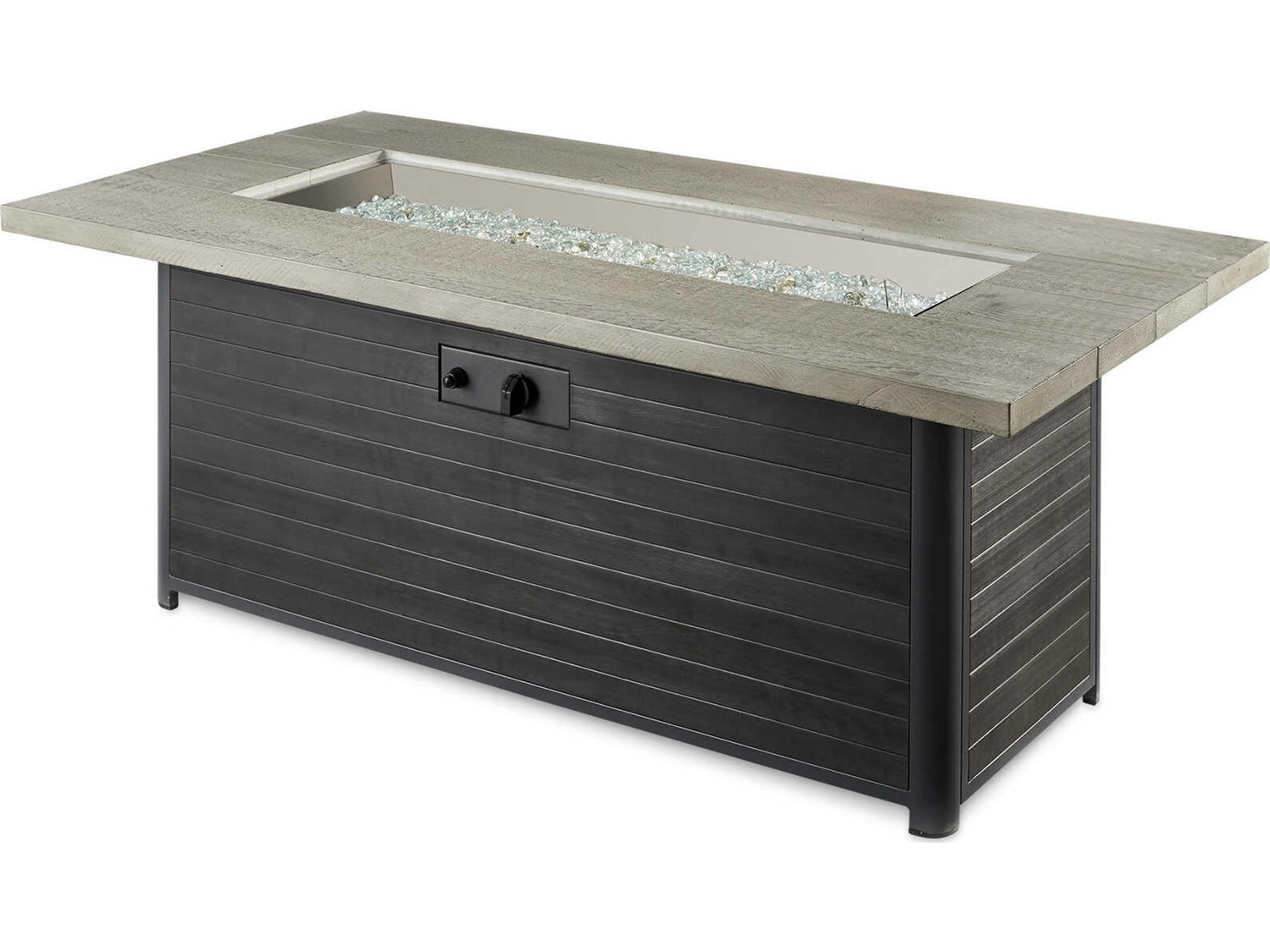 Outdoor Greatroom Cedar Ridge Steel Rectangular Linear Gas Fire Pit Table