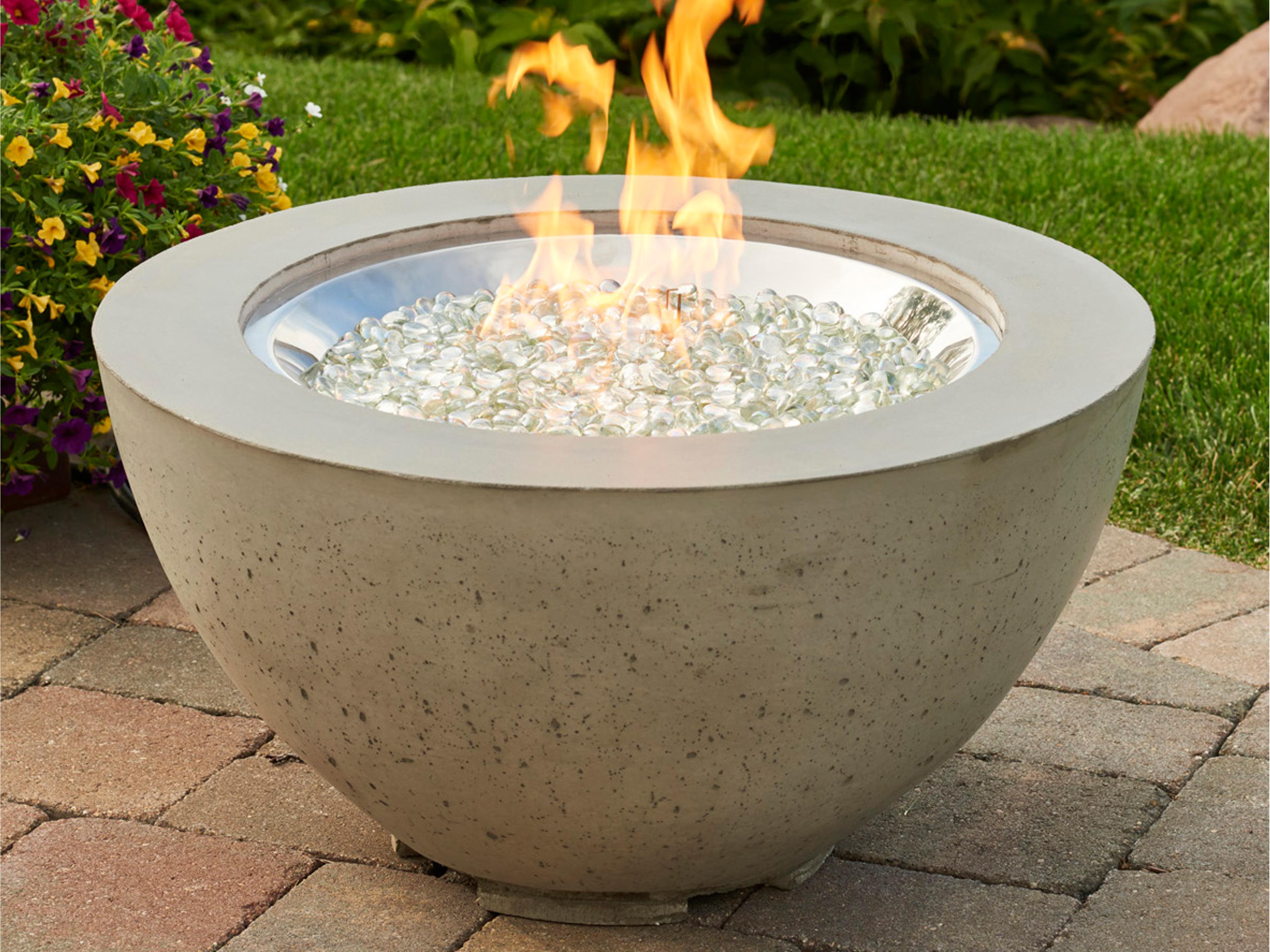 Outdoor Greatroom Cove Natural Grey Super Cast Concrete Round Gas Fire Pit Bowl